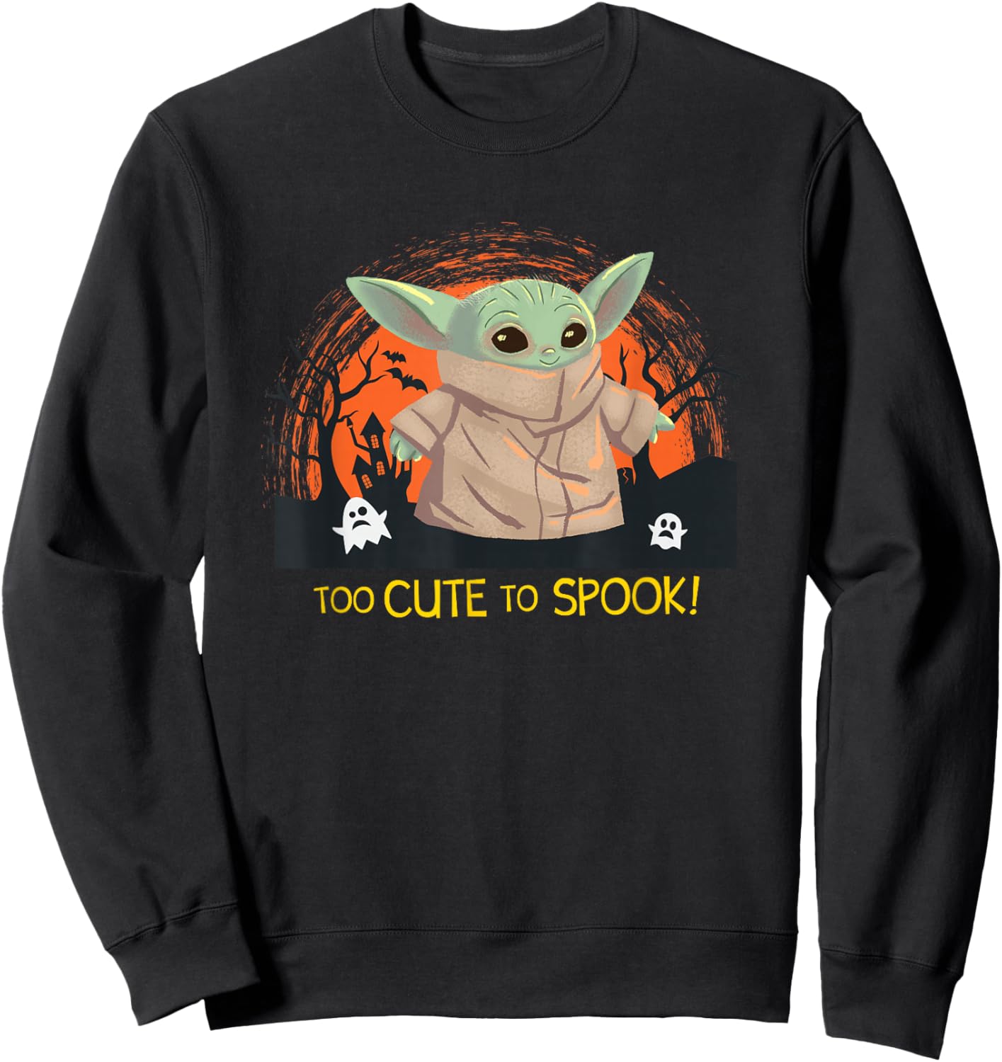 Star Wars The Mandalorian Grogu Too Cute To Spook Halloween Sweatshirt - Sweatshirt | Black