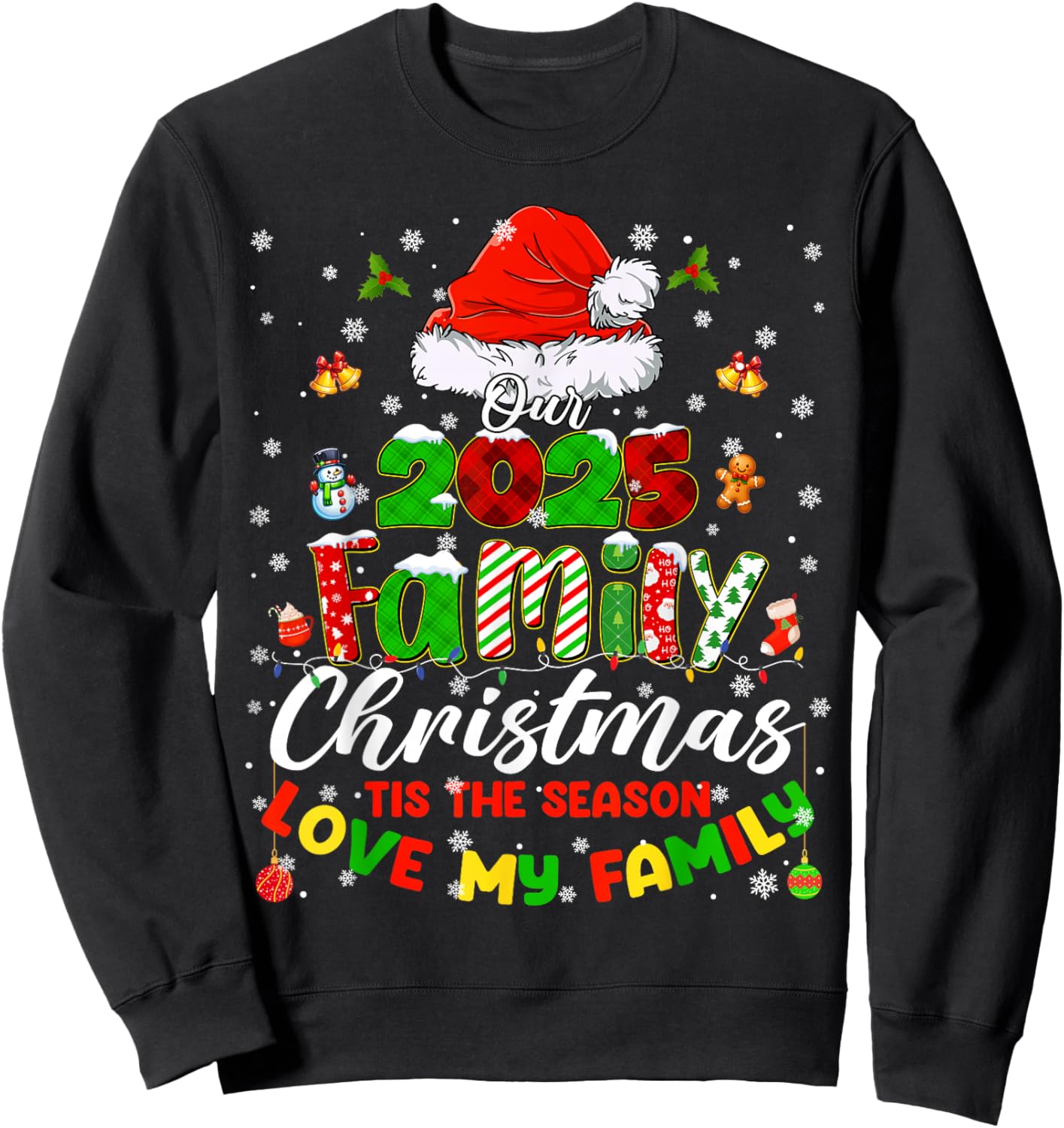 Funny Pajamas Outfit Family Matching Christmas 2025 Gifts PJ Sweatshirt - Sweatshirt | Black