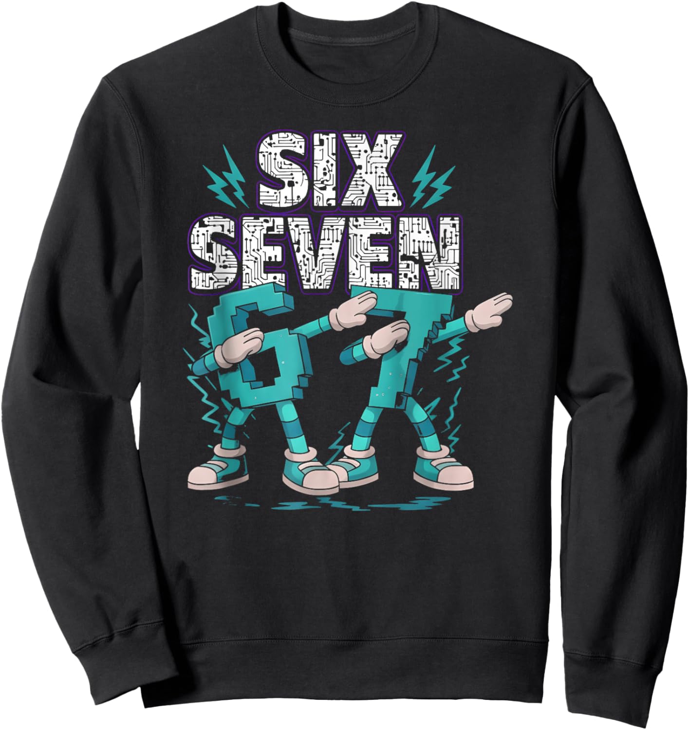 Meme 67 Dabbing Six Seven 6 7 Brainrot Fun Boys Kids Sweatshirt - Sweatshirt | Black