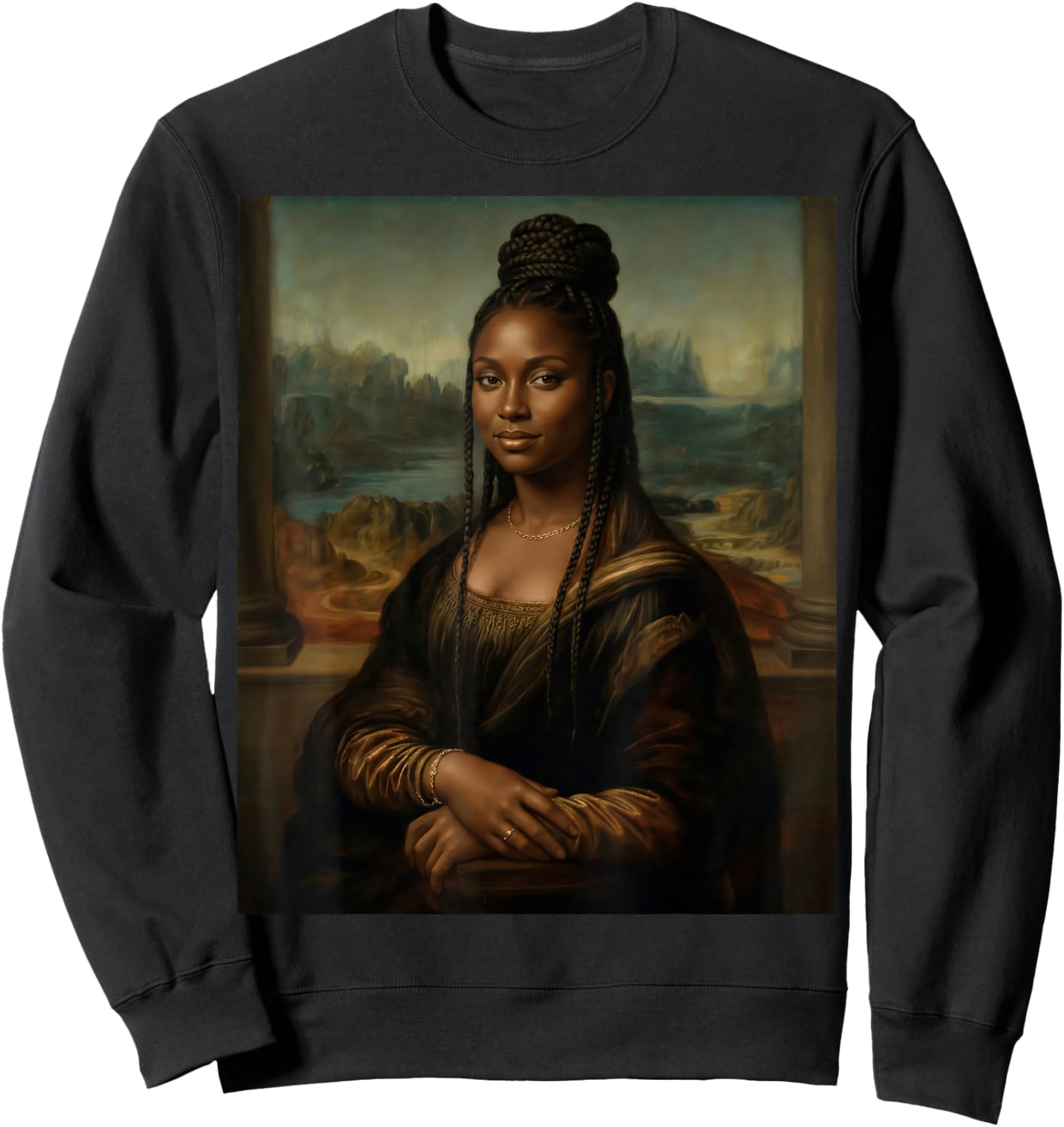 Black Mona Lisa Woman Juneteenth African Melanin Pride Sweatshirt - Sweatshirt | Black