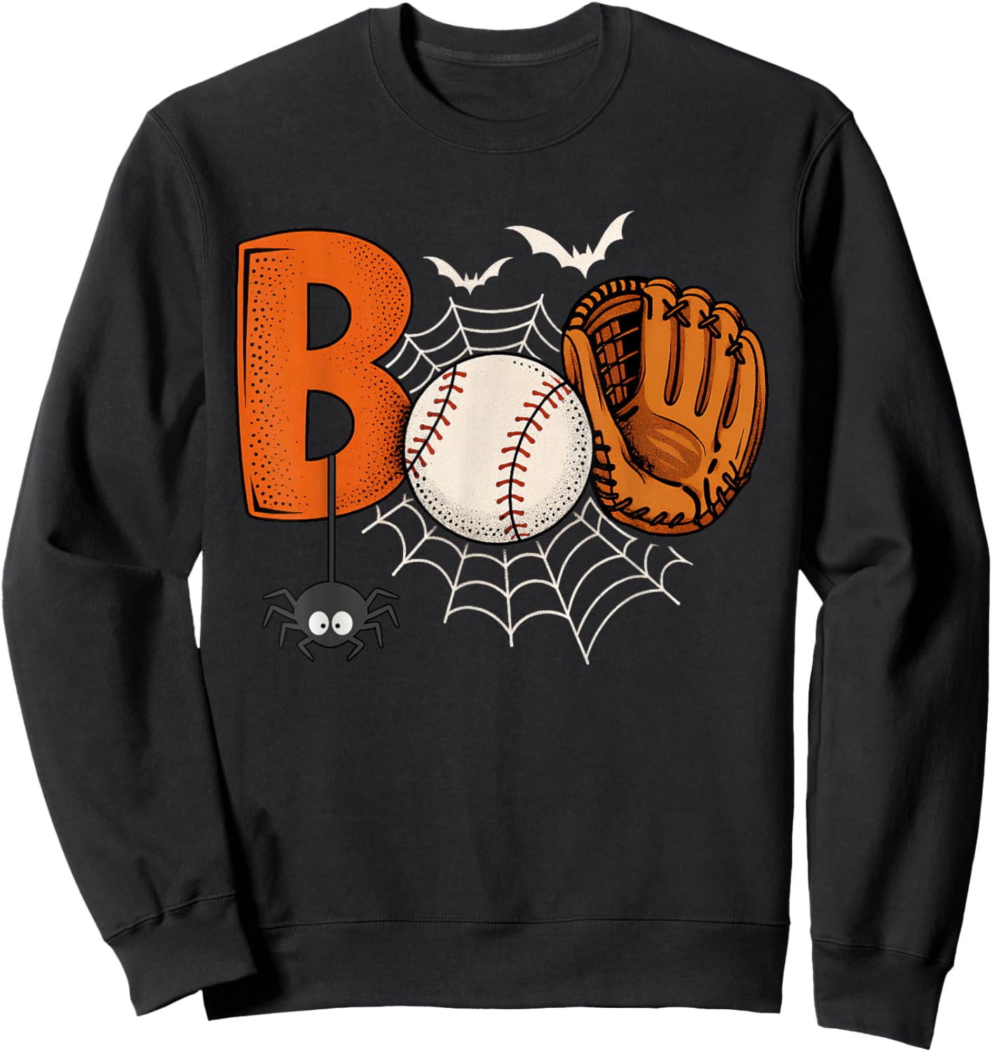 Funny Boo Baseball Halloween Sports Men Boys Kids Toddler Sweatshirt - Sweatshirt | Black