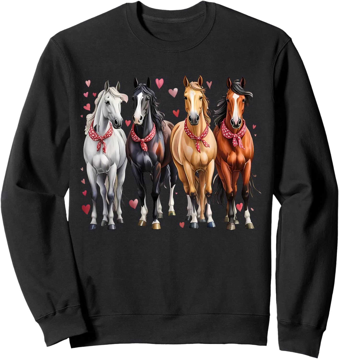 Horse Valentine Heart Love Western Valentines Day Trendy Sweatshirt - Sweatshirt | Black