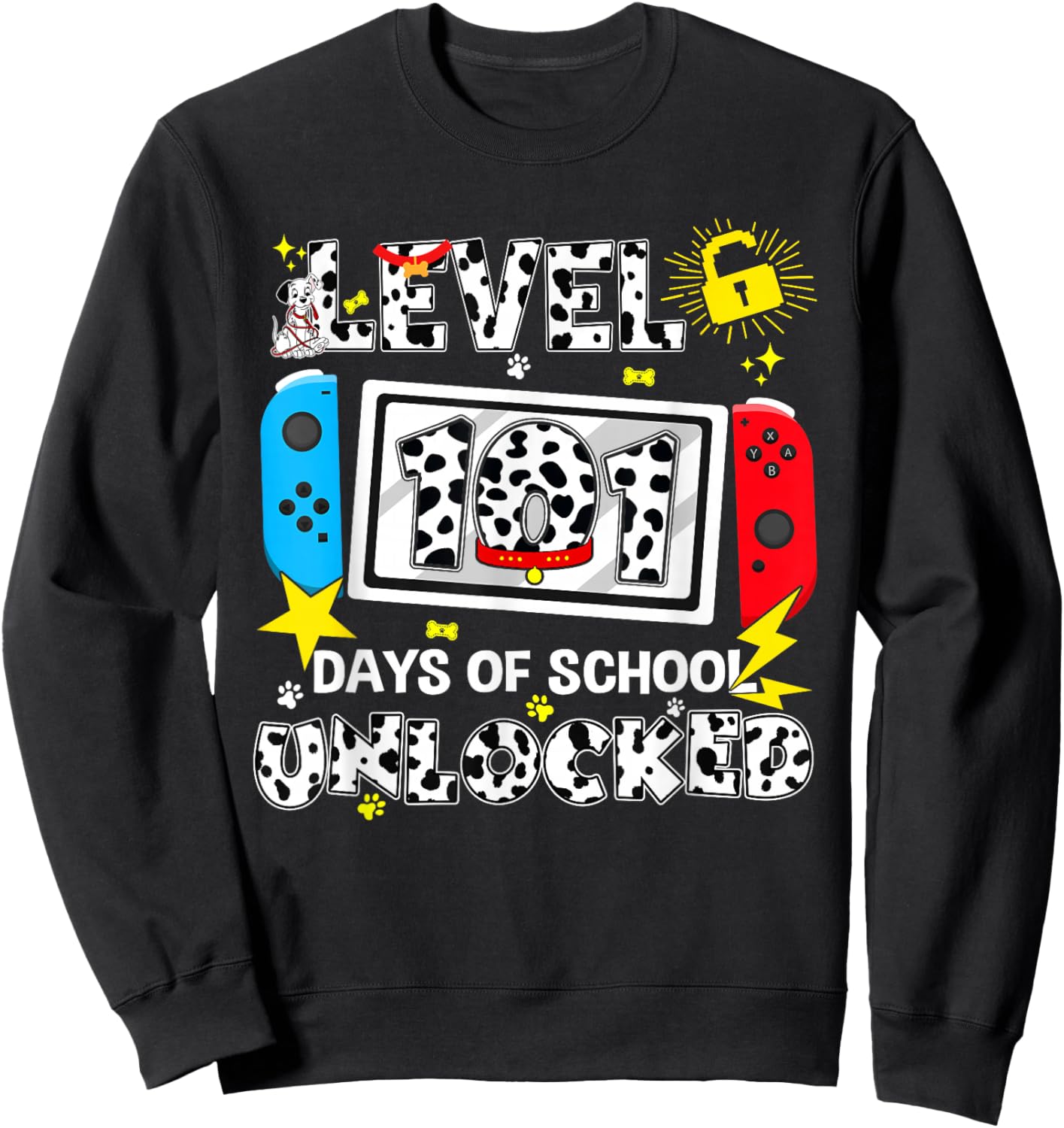 Level Unlocked Game Controller 101 Days School 100 Days Sweatshirt - Sweatshirt | Black
