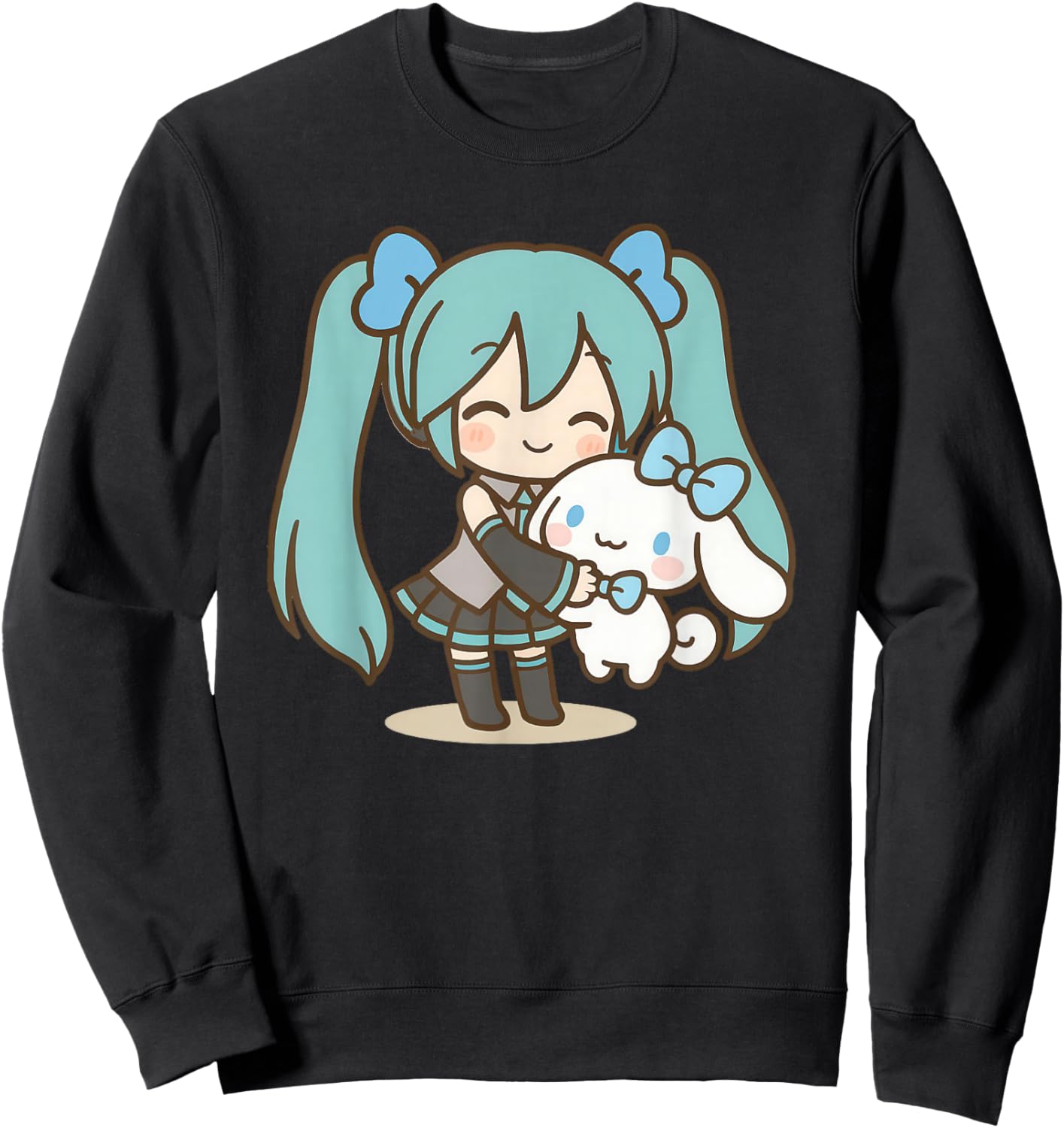 Cute Anime Manga Girl Miku Singer Singing Music Lover Kawaii Sweatshirt - Sweatshirt | Black