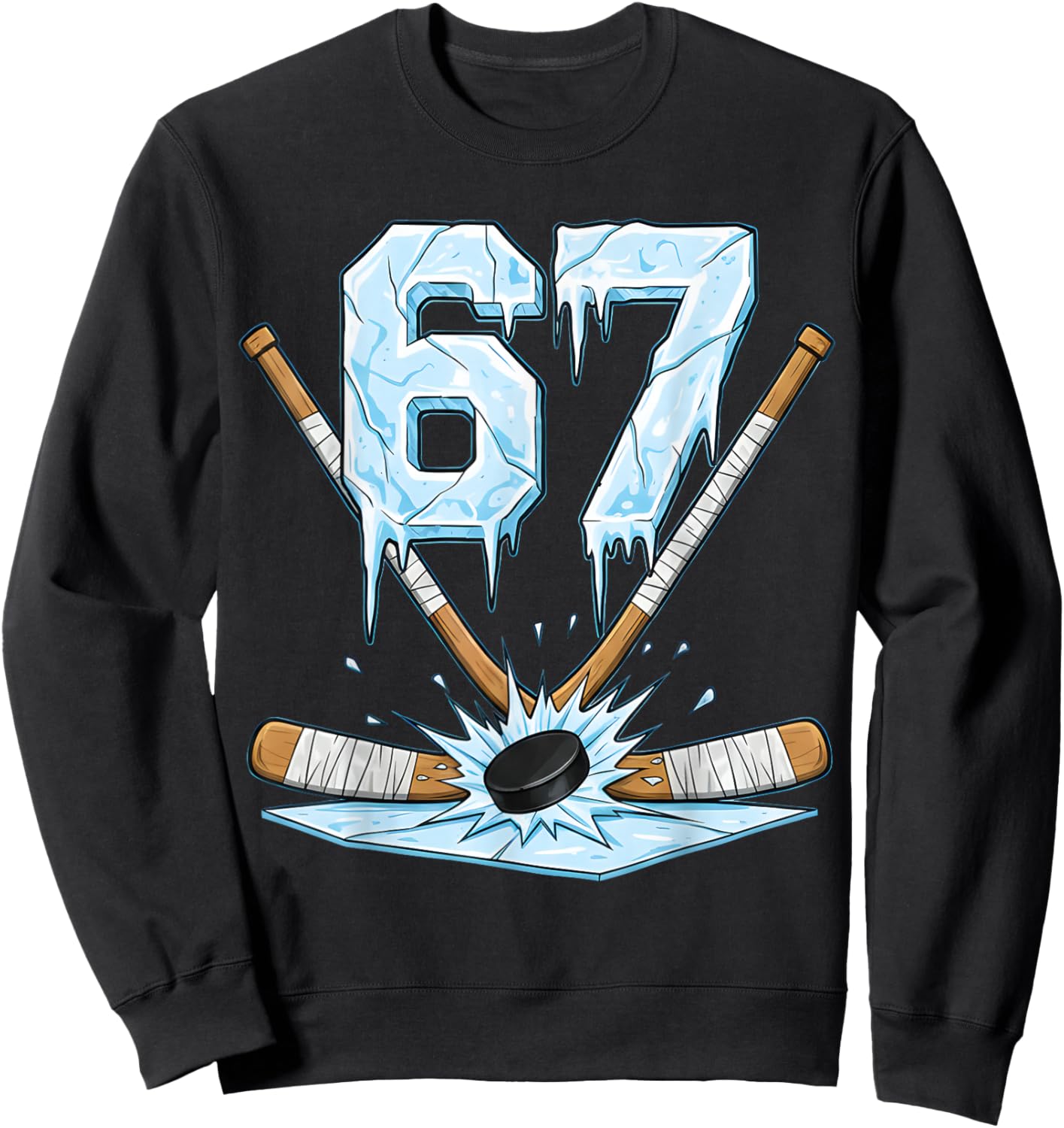 Funny Hockey 67 Meme 6-7 Six Seven Gen Alpha Ice Hockey 67 Sweatshirt - Sweatshirt | Black