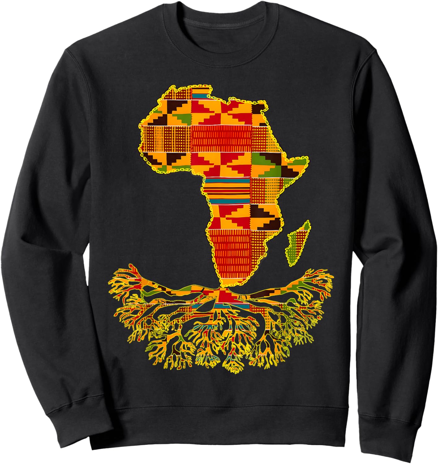 Africa Map Traditional Kente Cloth African Roots Cool Sweatshirt - Sweatshirt | Black