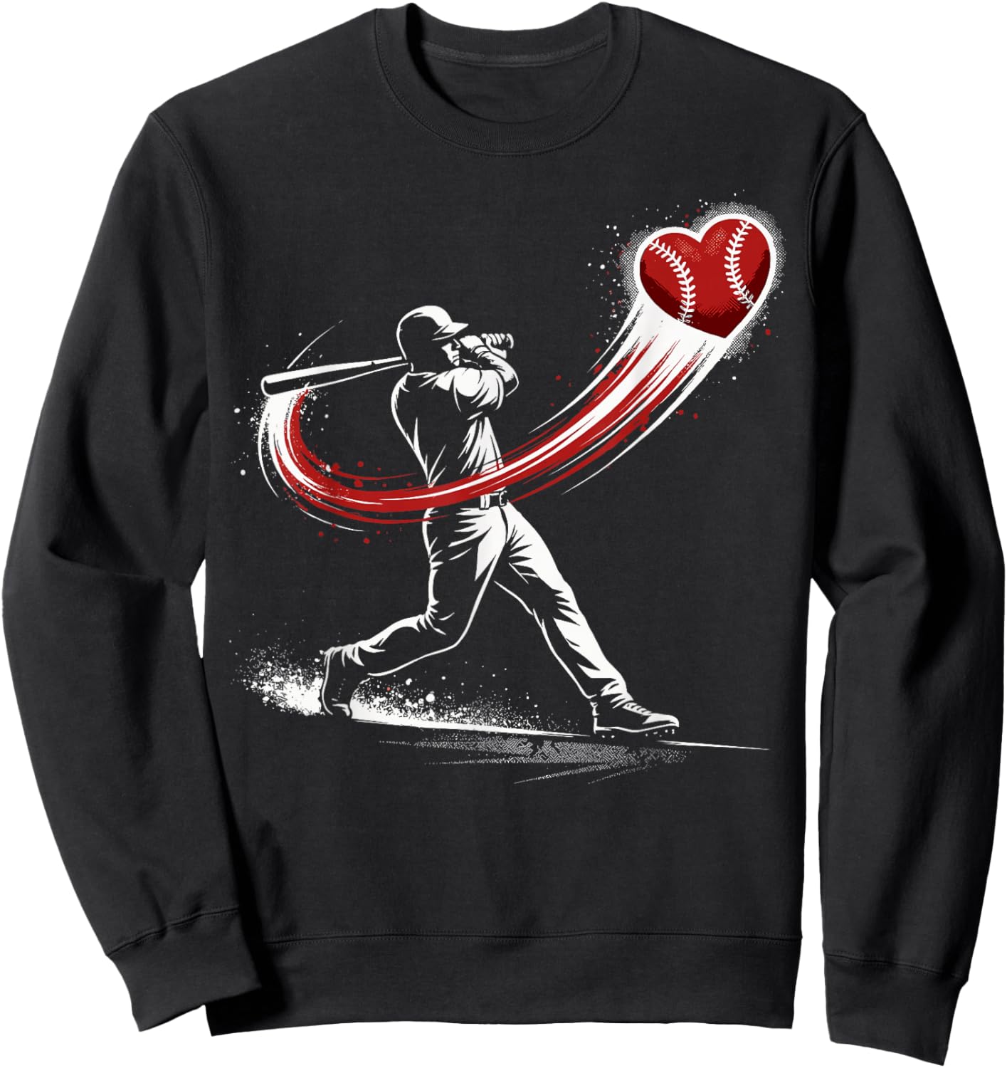 Valentines Day Baseball Batter Silhouette Heart Sweatshirt - Sweatshirt | Black