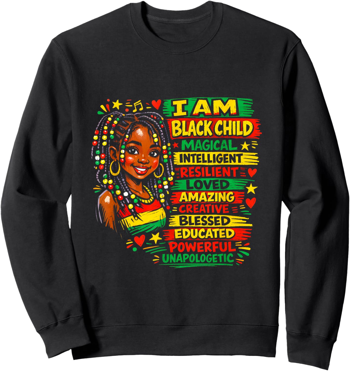I Am Black Child History Month African American Kids Girls Sweatshirt - Sweatshirt | Black