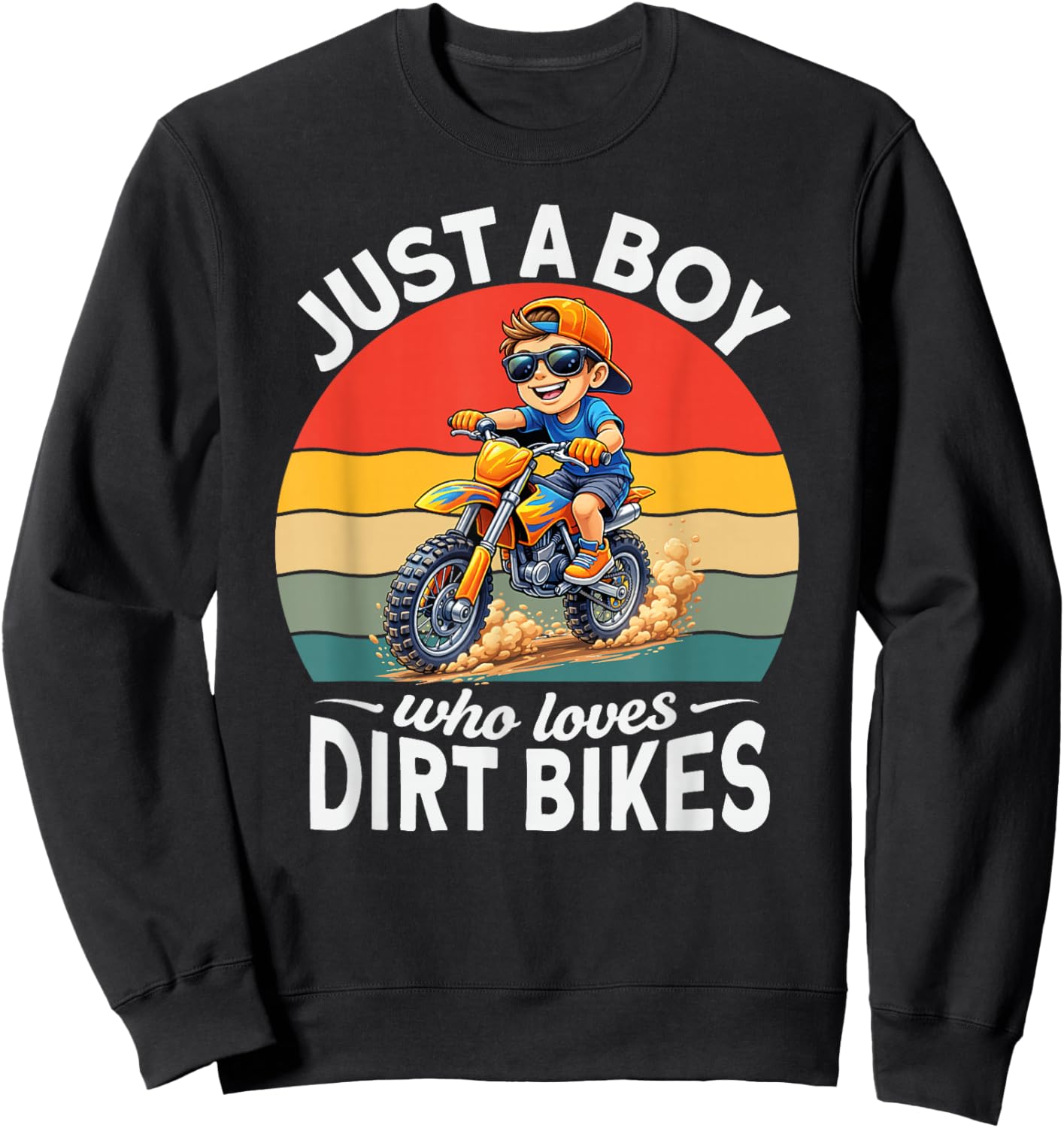 Just a Boy who Loves Dirt Bikes Motocross Enduro Kids Boys Sweatshirt - Sweatshirt | Black