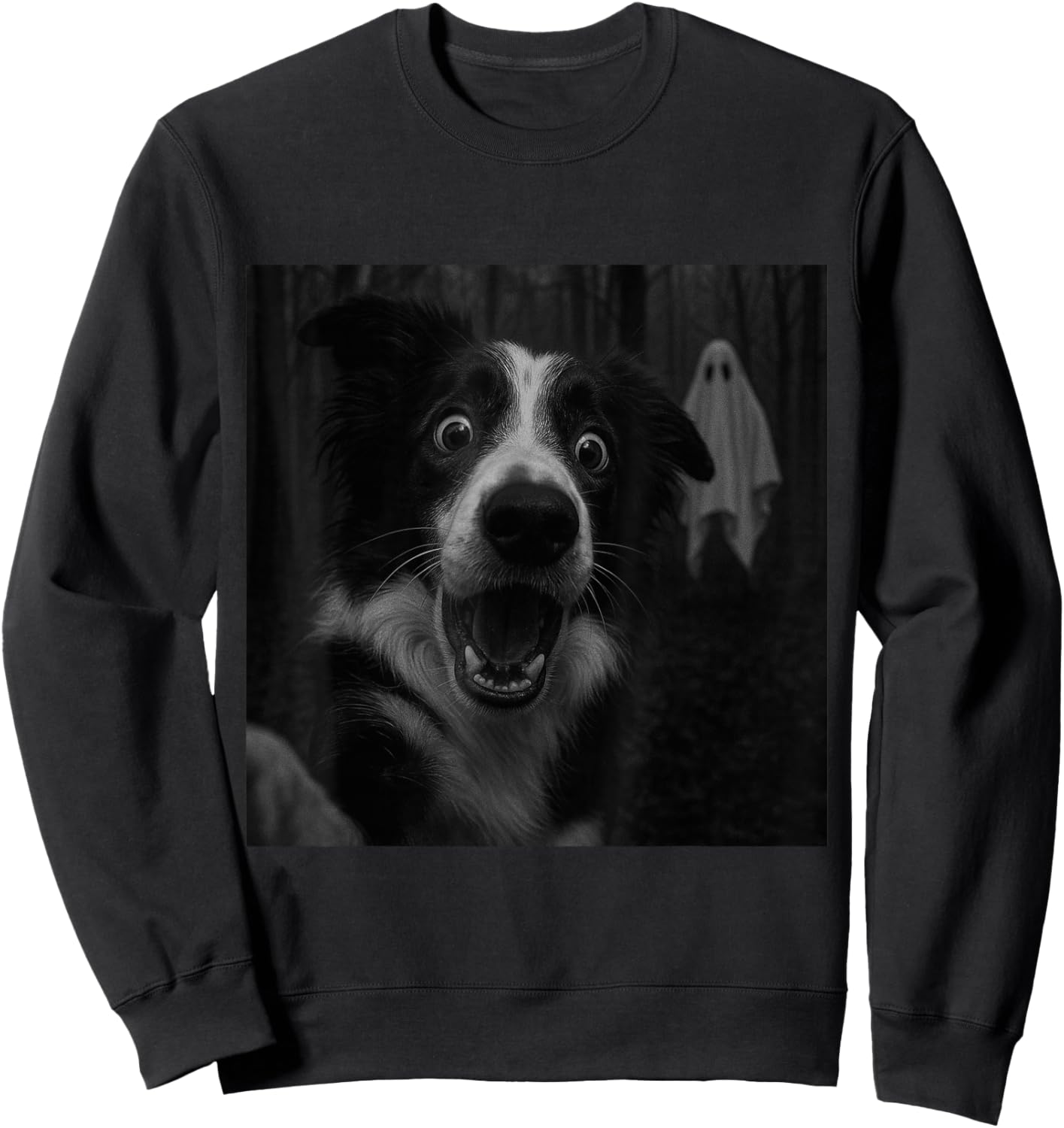 Border Collie Ghost Spooky Halloween Sweatshirt - Sweatshirt | Black