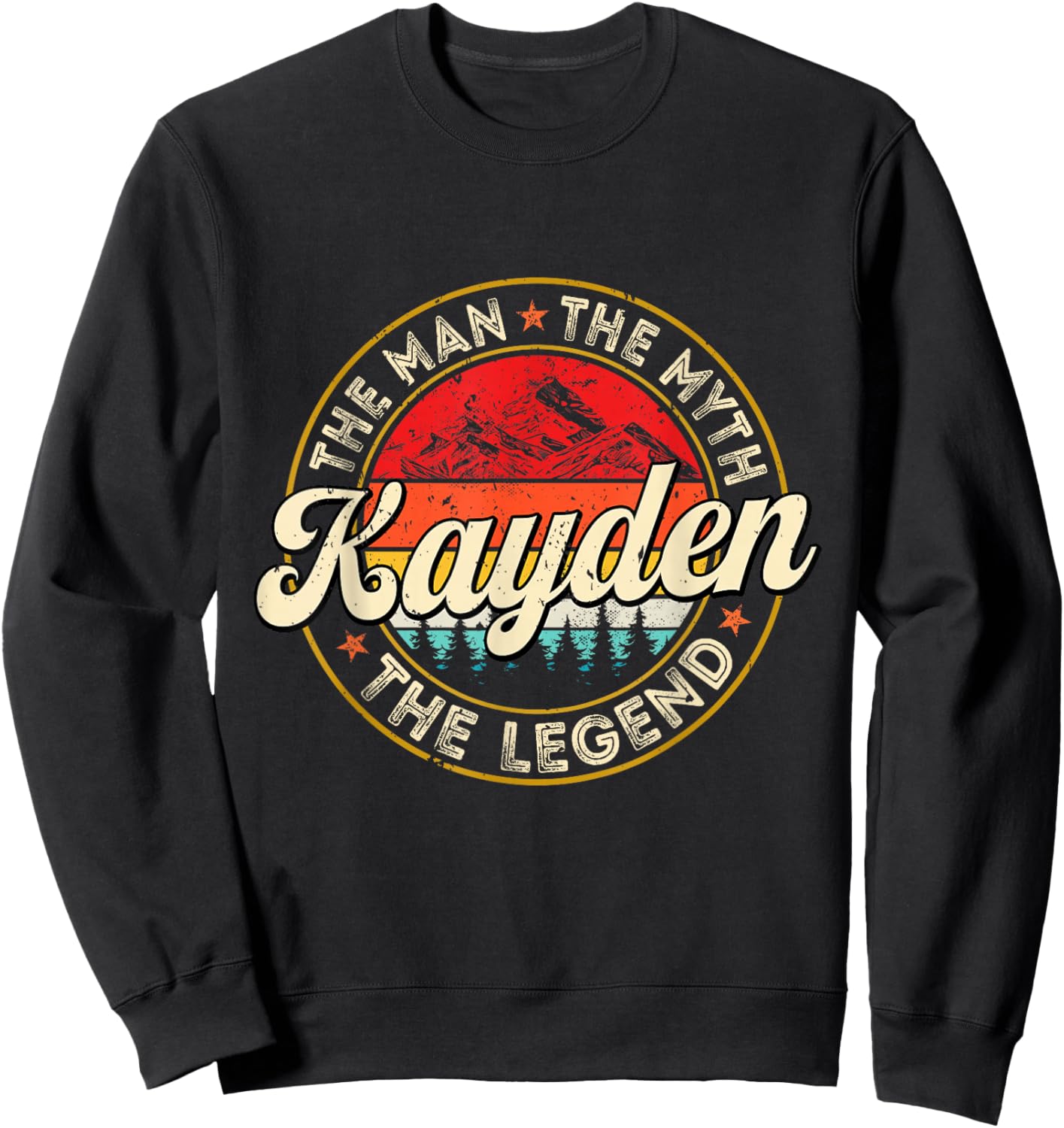 Kayden The Man The Myth The Legend Personalized Name Sweatshirt - Sweatshirt | Black