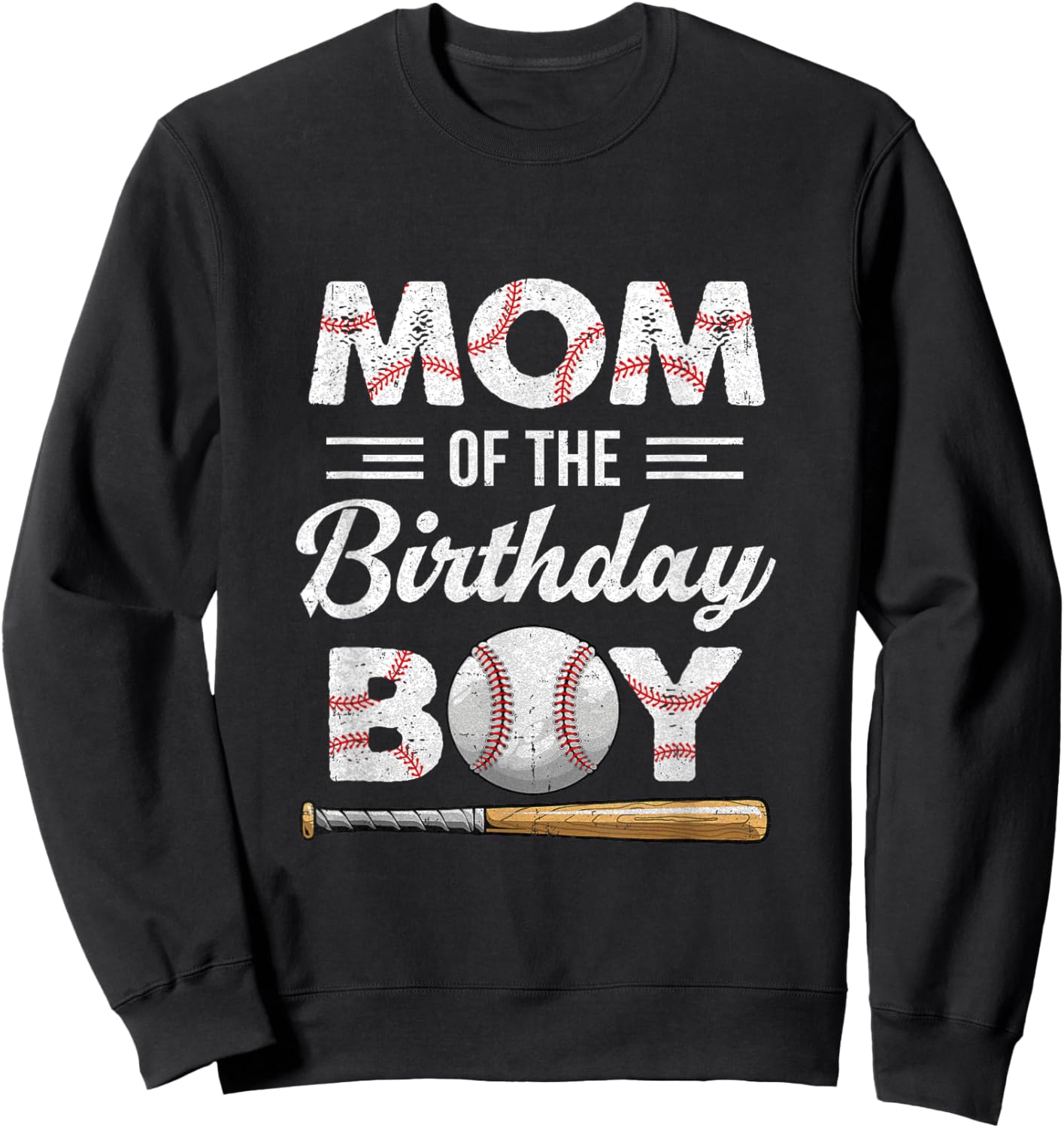 Mom of The Birthday Boy Baseball Matching Family Sweatshirt - Sweatshirt | Black