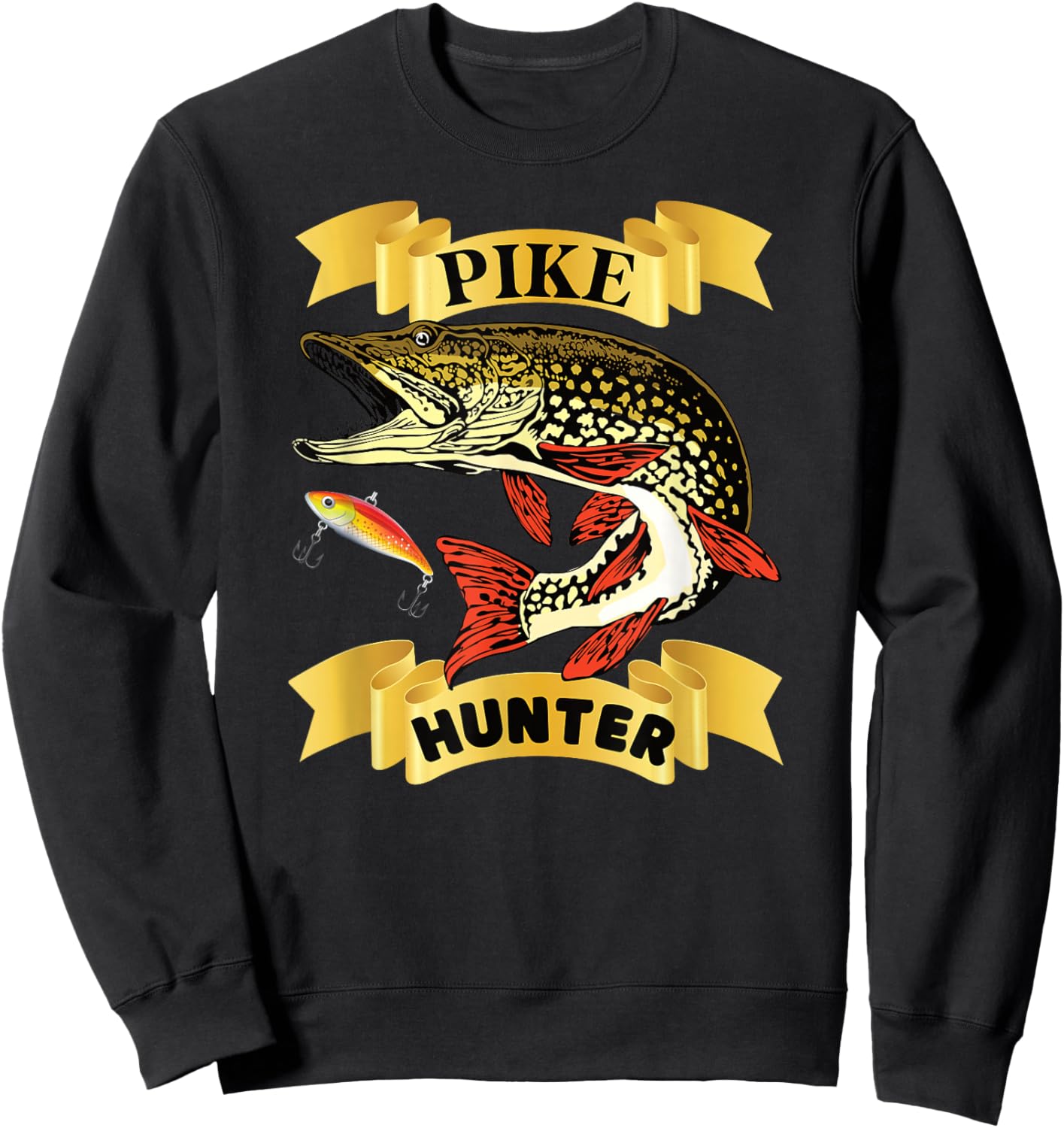 Pike Hunter Predator Fisherman Fishing Lovers Predatory Sweatshirt - Sweatshirt | Black