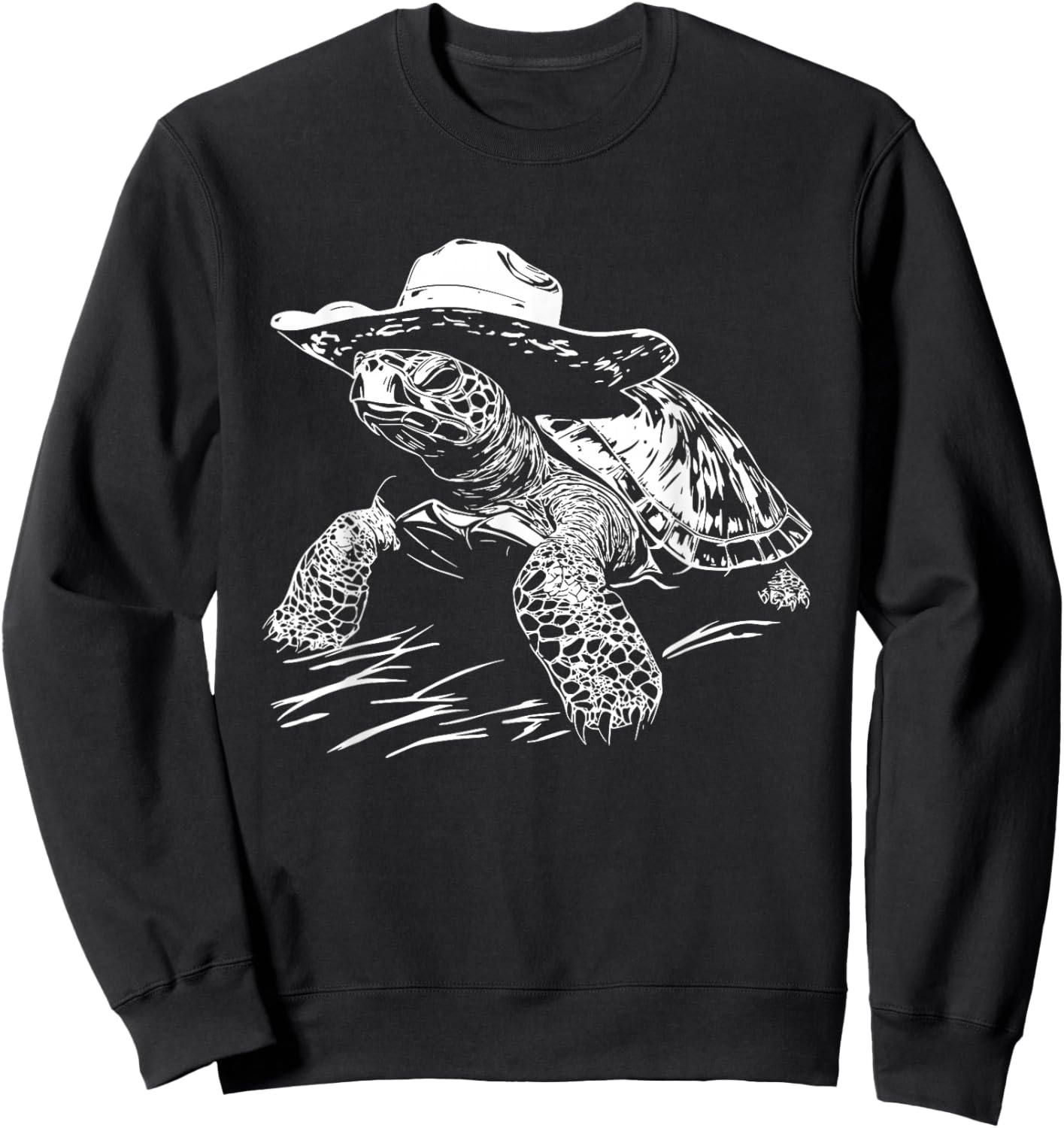 Sea Turtle Cowboy Hat Western Sweatshirt - Sweatshirt | Black
