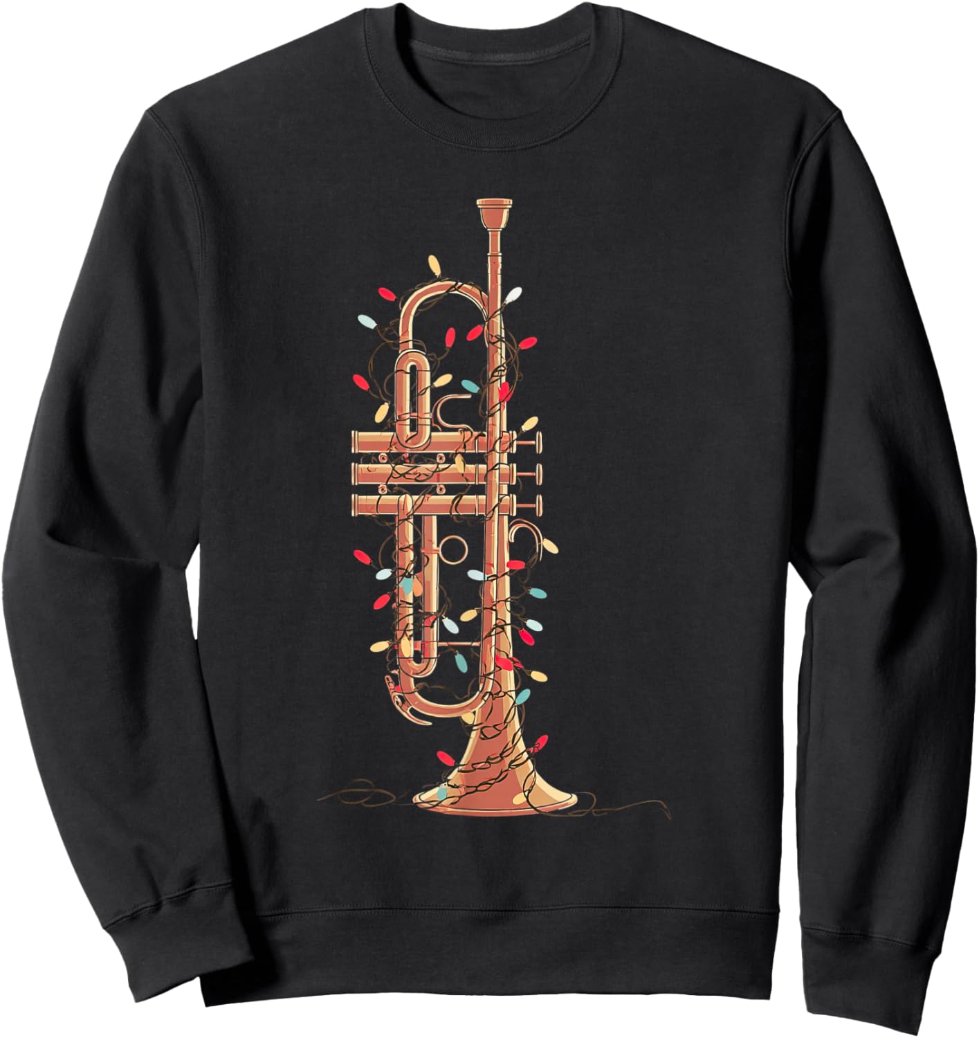 Trumpet Christmas Graphics Lights Lover Player Trumpeter Sweatshirt - Sweatshirt | Black