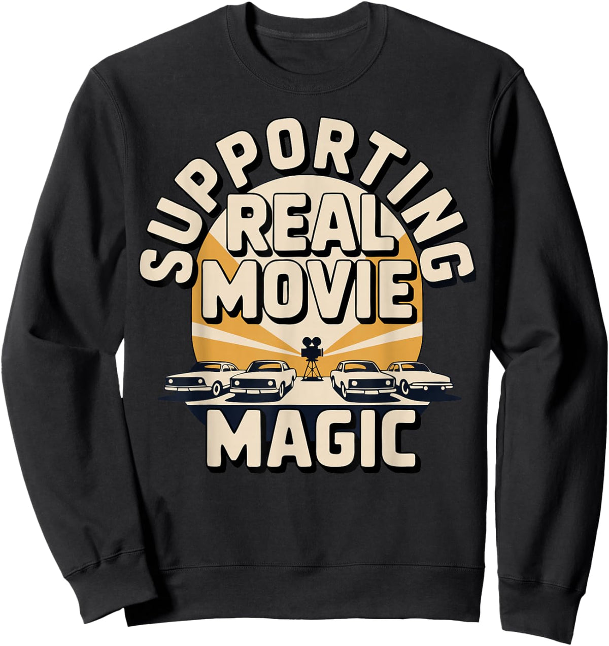 Drive-in Movie Supporter Retro Film Drive-in Cinema Sweatshirt - Sweatshirt | Black