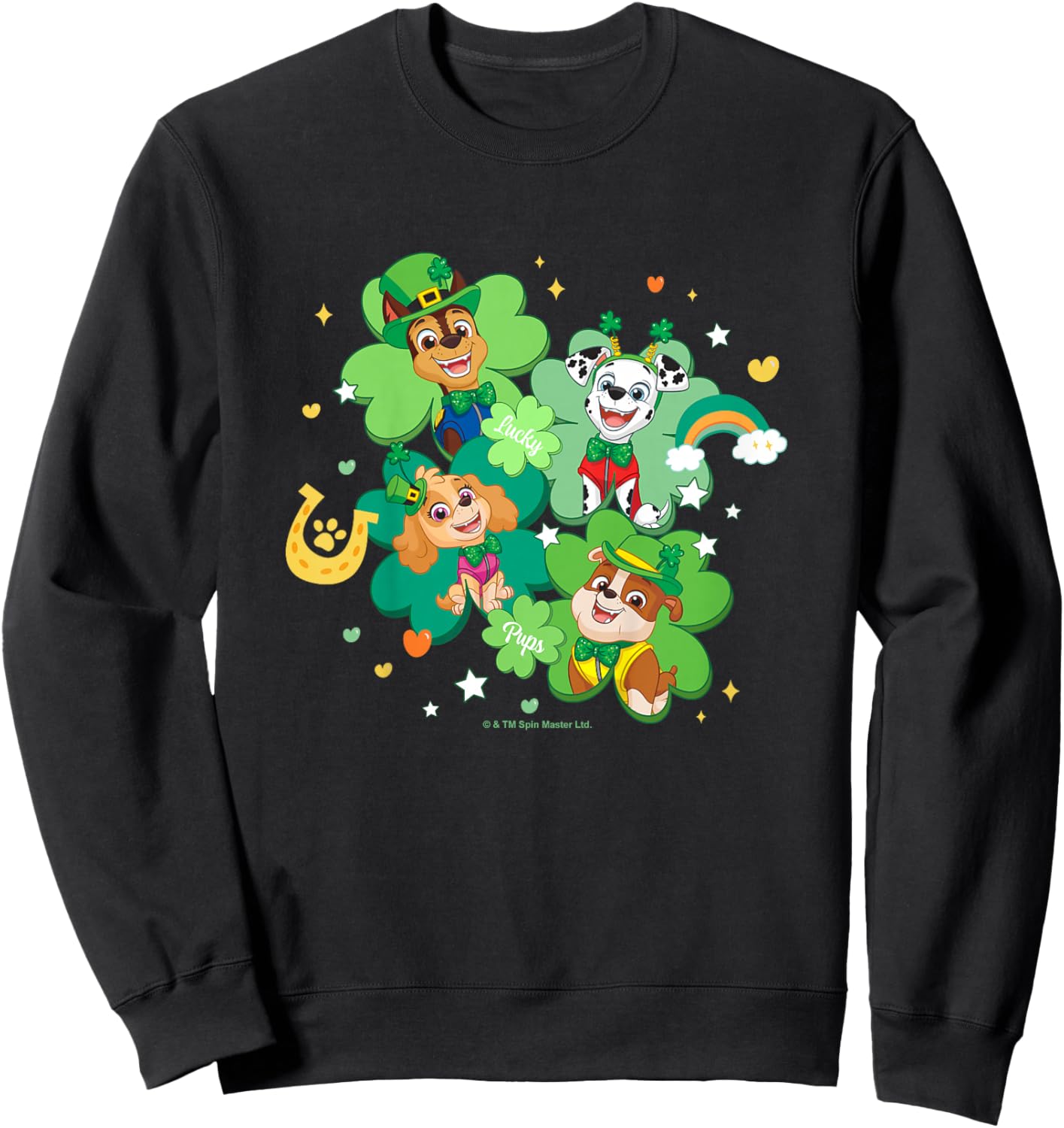 Kids PAW Patrol St. Patrick's Day Lucky Pups Four-Leaf Clover Sweatshirt - Sweatshirt | Black