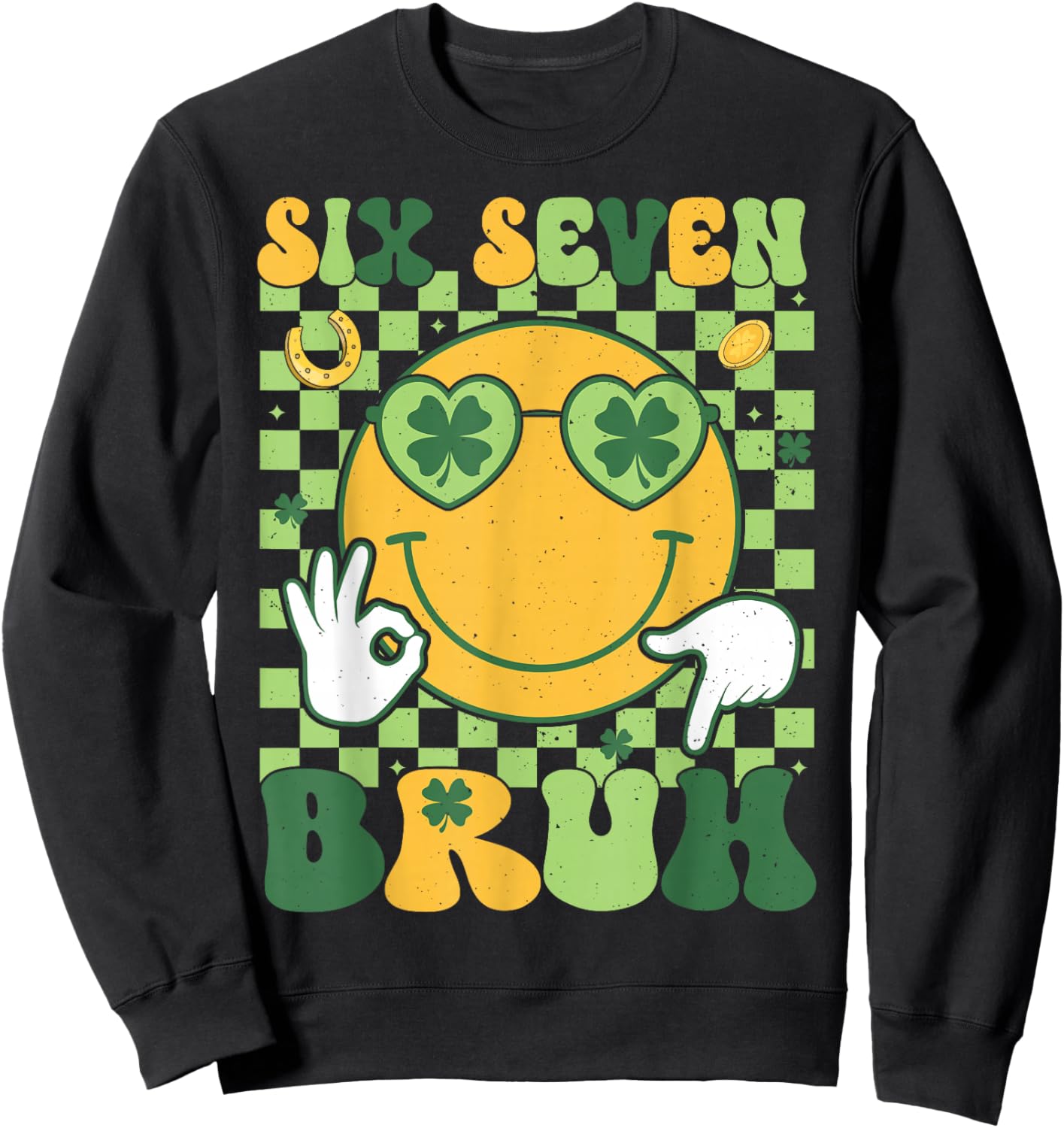 St Patricks Day Boys Kids Teens Six Seven Bruh St Paddys 67 Sweatshirt - Sweatshirt | Black