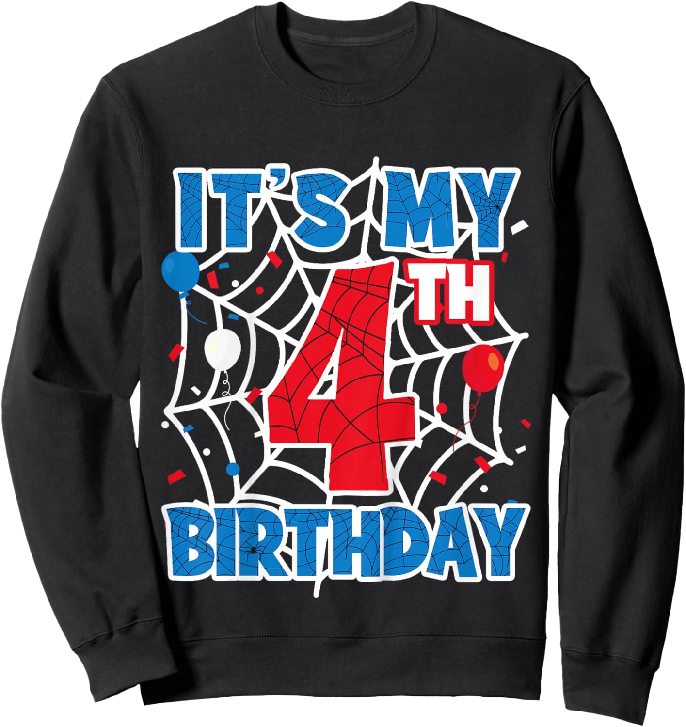 Kids Spider Web 4 Year Old Birthday Boy Sweatshirt - Sweatshirt | Black