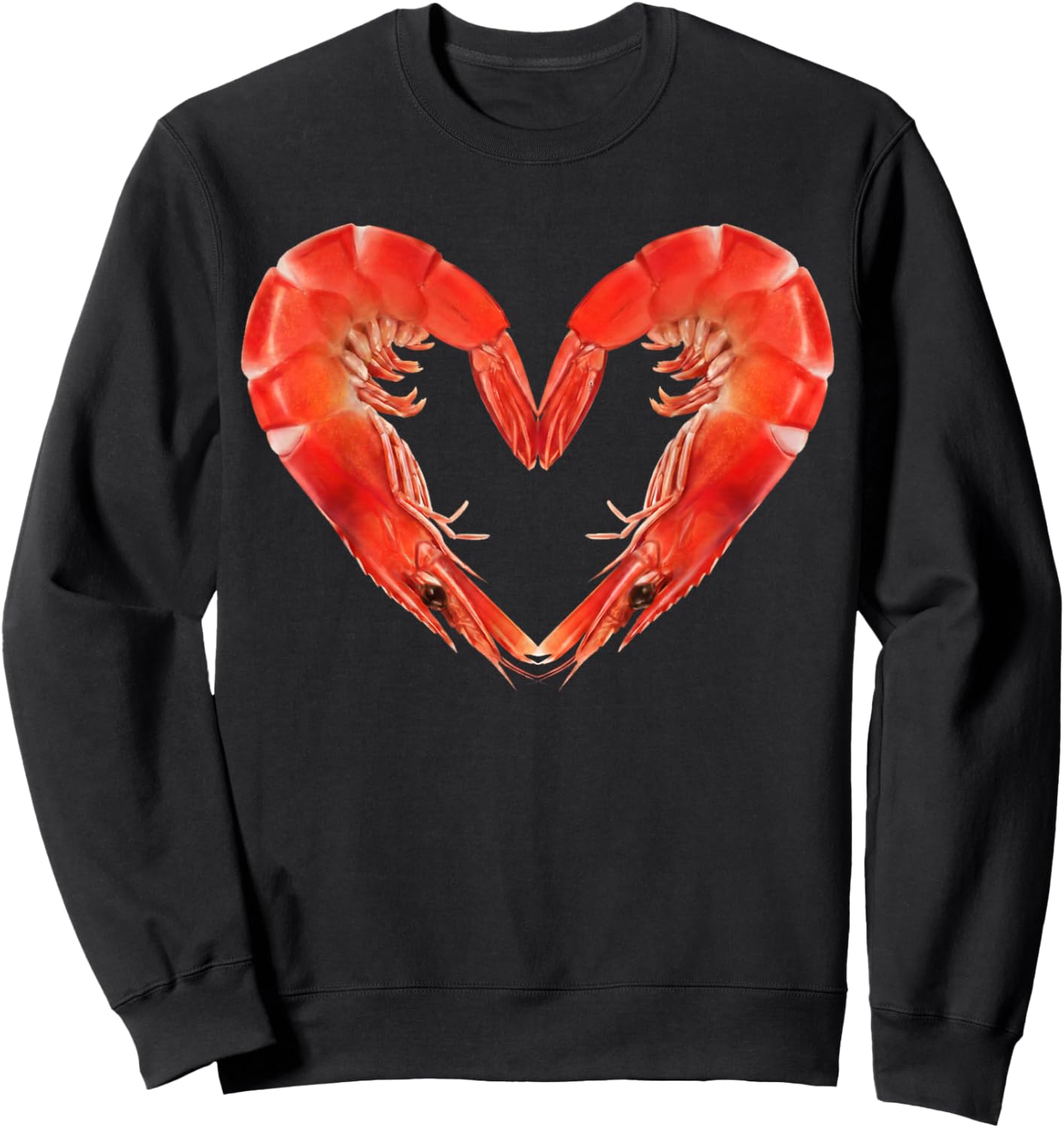 Funny Valentines Day Shrimp Heart Men Women Sweatshirt - Sweatshirt | Black