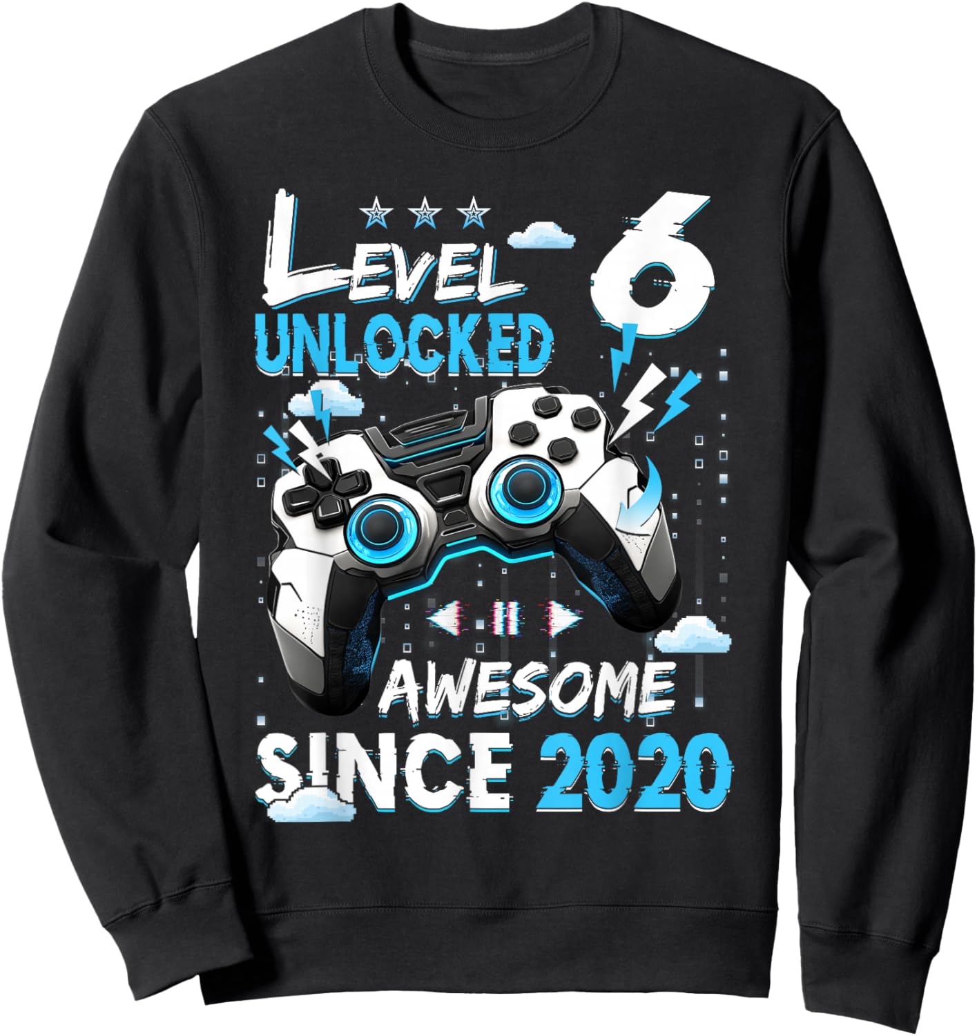6th Birthday Boys Level 6 Unlocked 6 Years Old Video Gamer Sweatshirt - Sweatshirt | Black