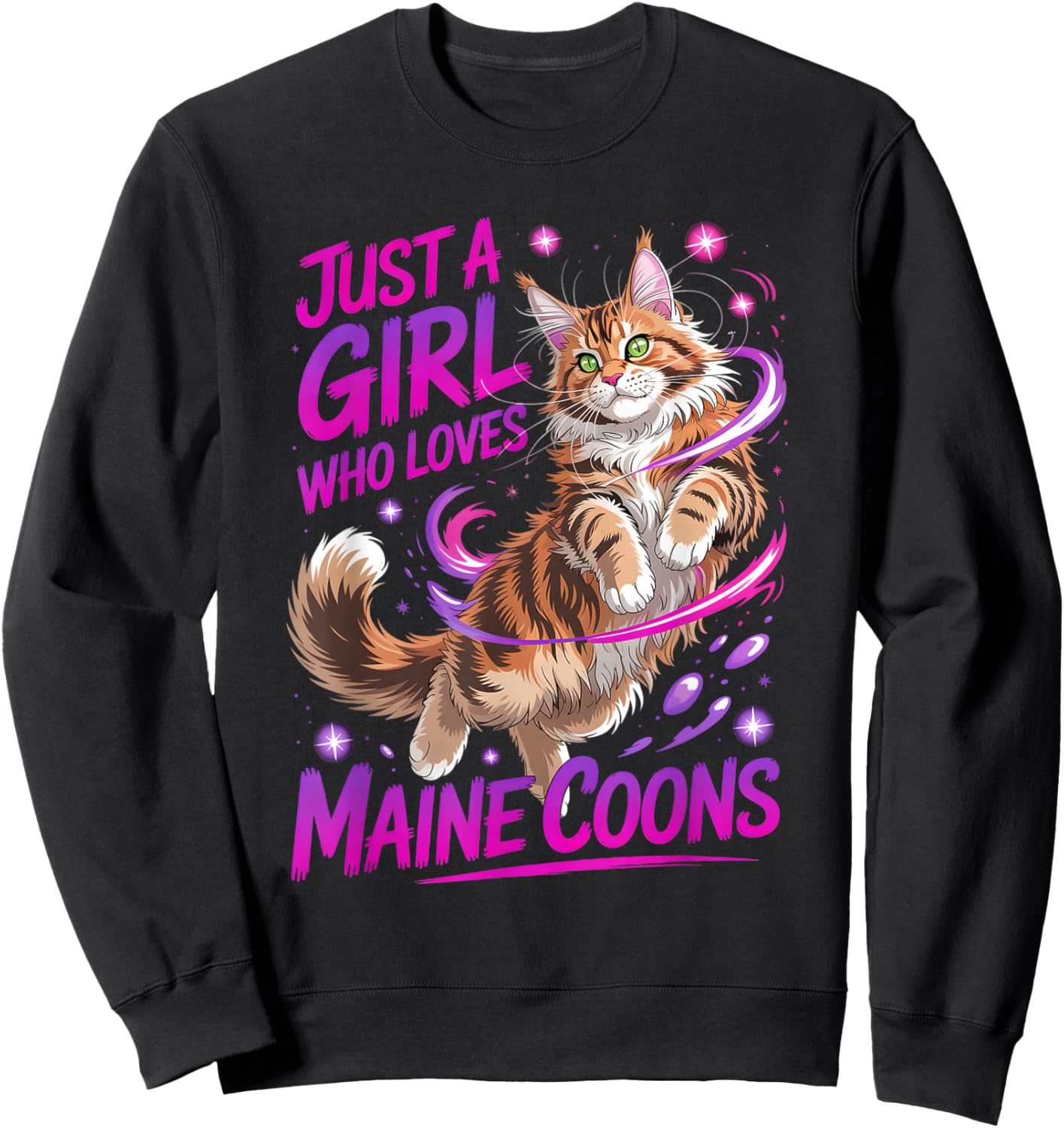 Girls Maine Coon Sweatshirt - Sweatshirt | Black
