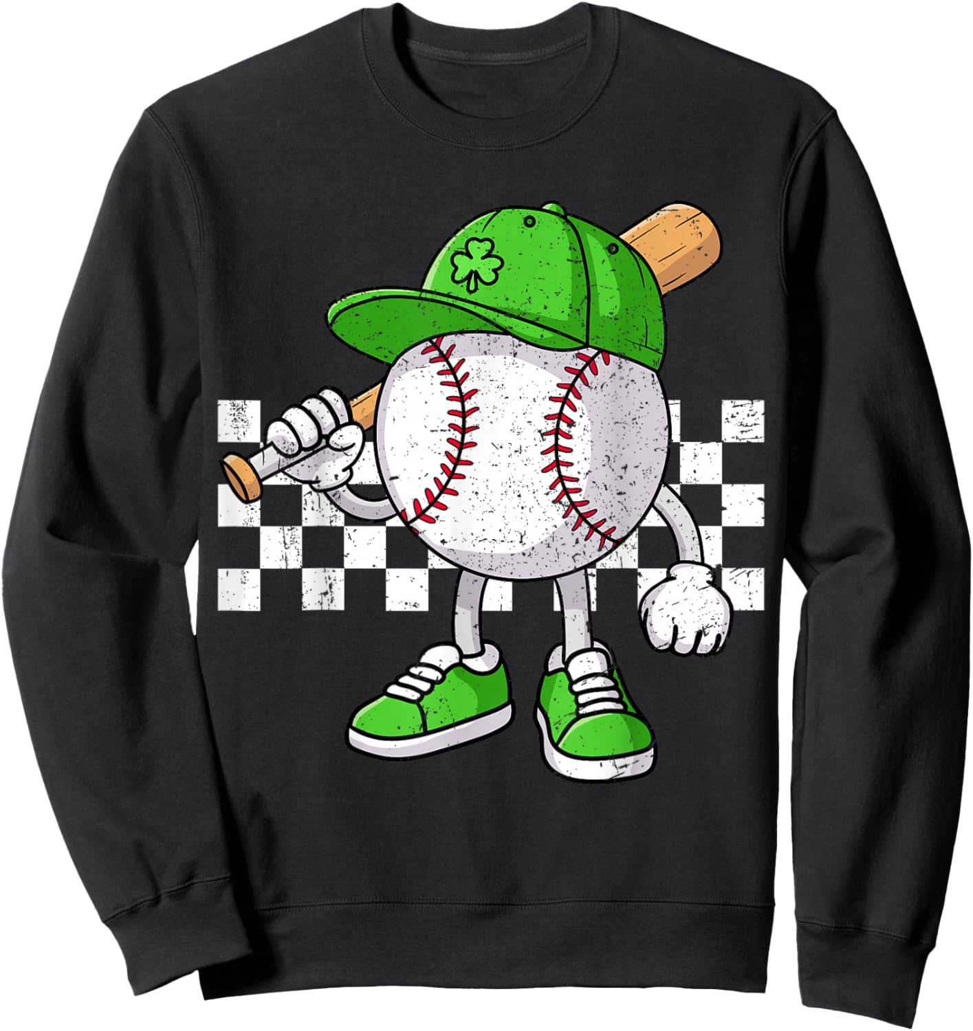 Boys St Patricks Day Baseball Player Pitcher Coach Kids Sweatshirt - Sweatshirt | Black