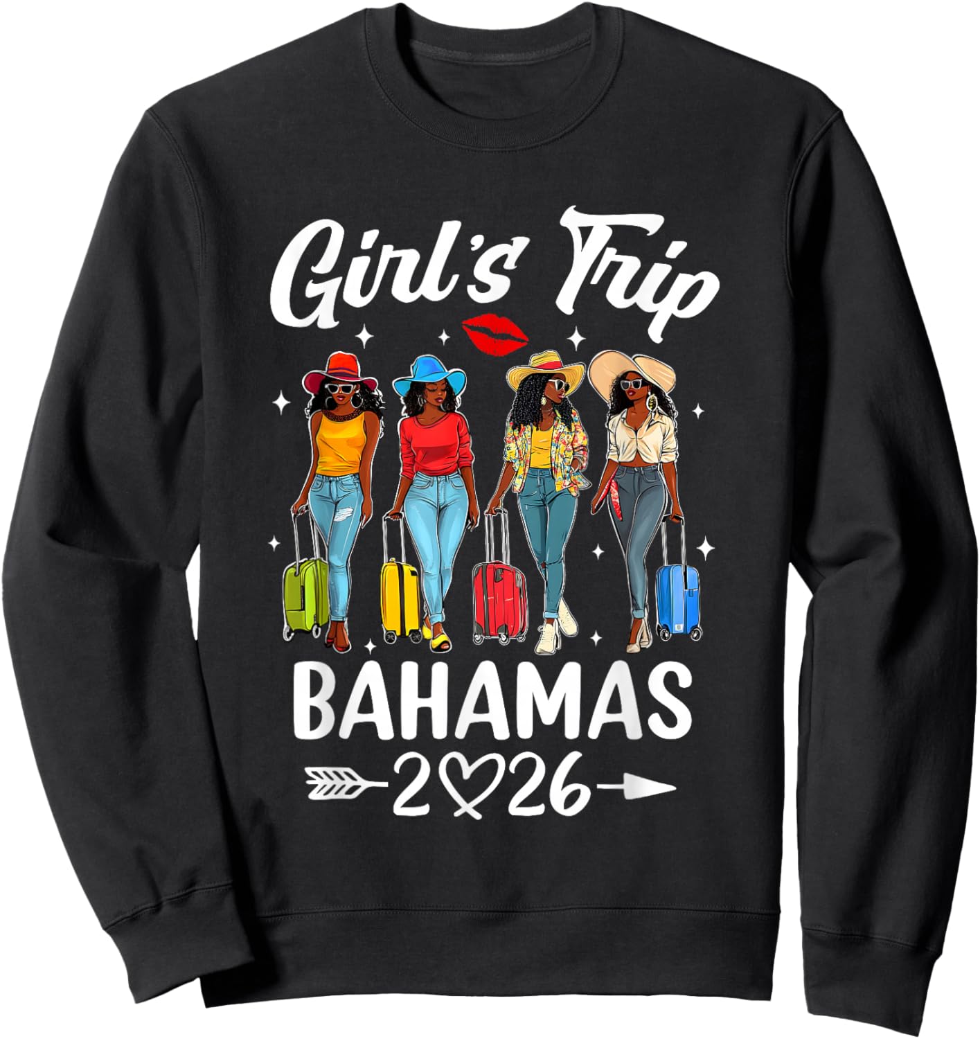 Bahamas Girls Trip 2026 Birthday Squad Women Vacation Sweatshirt - Sweatshirt | Black