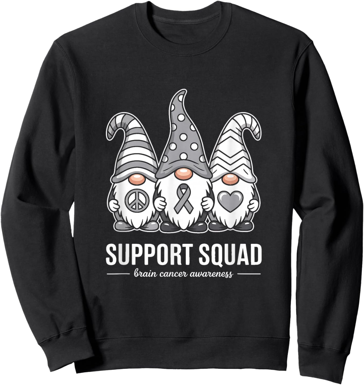 Support Squad Brain Cancer Ribbon Sweatshirt - Sweatshirt | Black