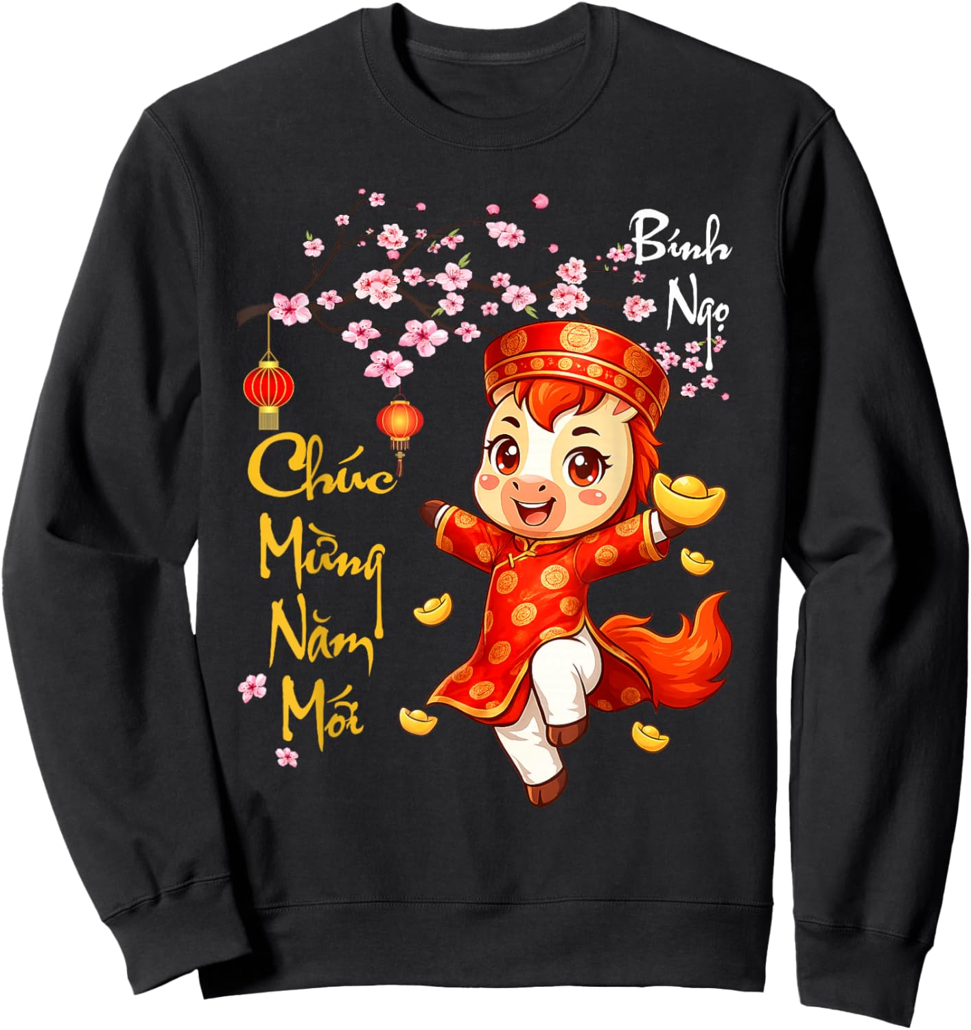 Chuc Mung NAM Moi Xuan Binh NGO Vietnamese New Year TET 2026 Sweatshirt - Sweatshirt | Black