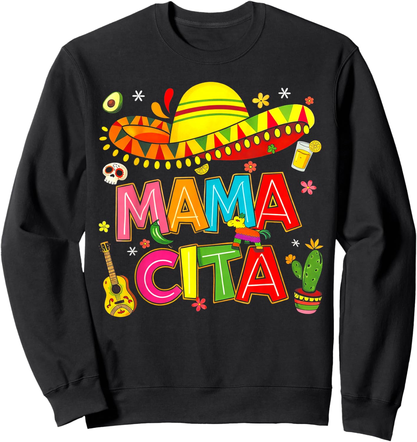 Mamacita Cinco De Mayo Mama Cita Sombrero Mexican Mom Mommy Sweatshirt - Sweatshirt | Black