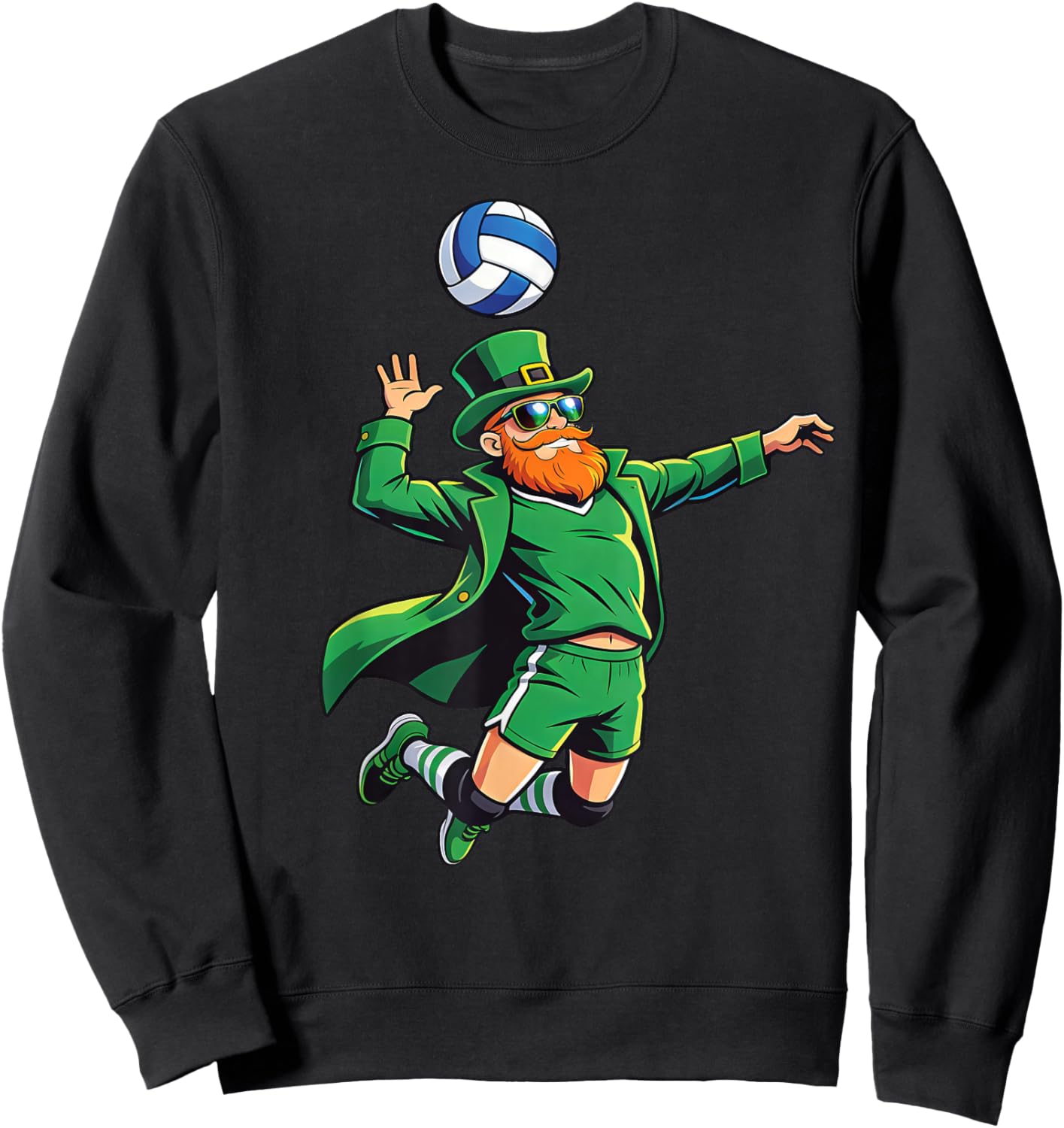 Leprechaun Playing Volleyball St Patricks Day Sport Men Boys Sweatshirt - Sweatshirt | Black