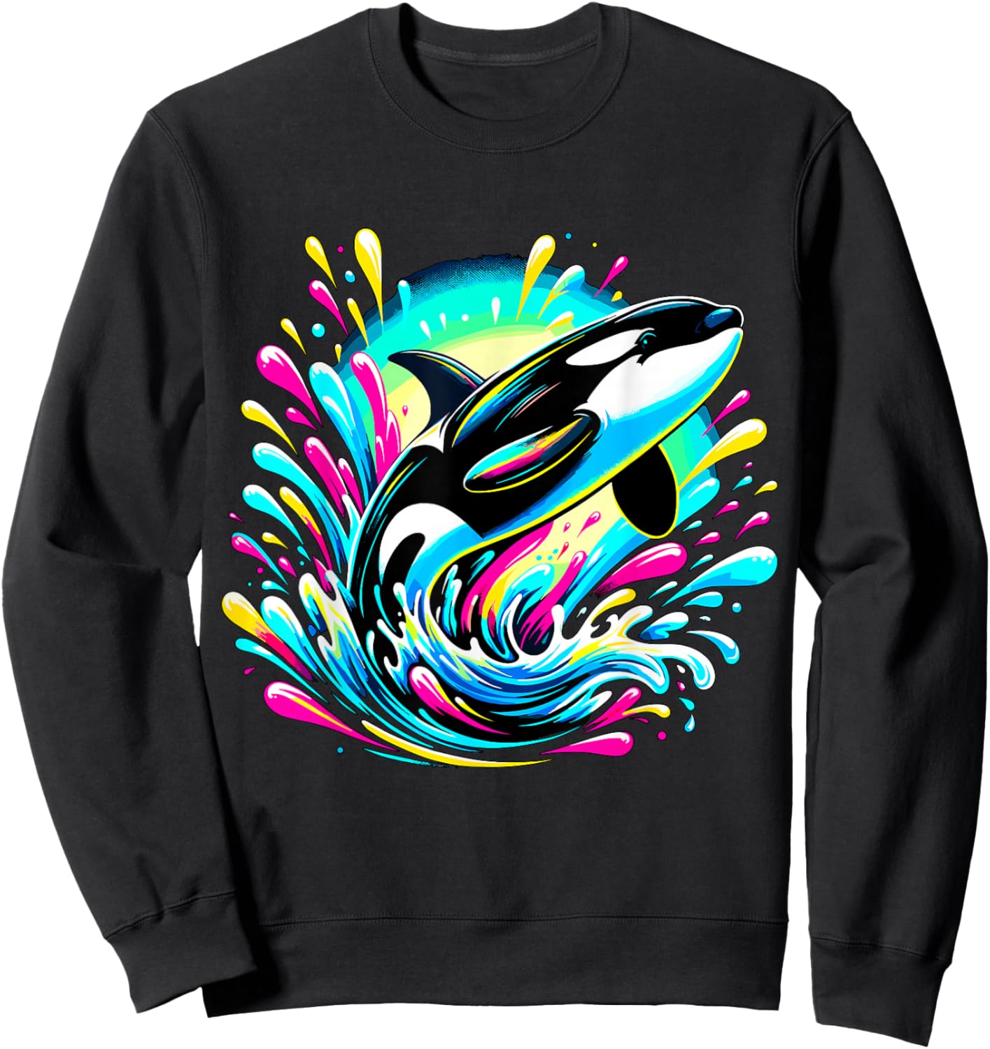 Colorful Orca Killer Whale Ocean Animal Sweatshirt - Sweatshirt | Black