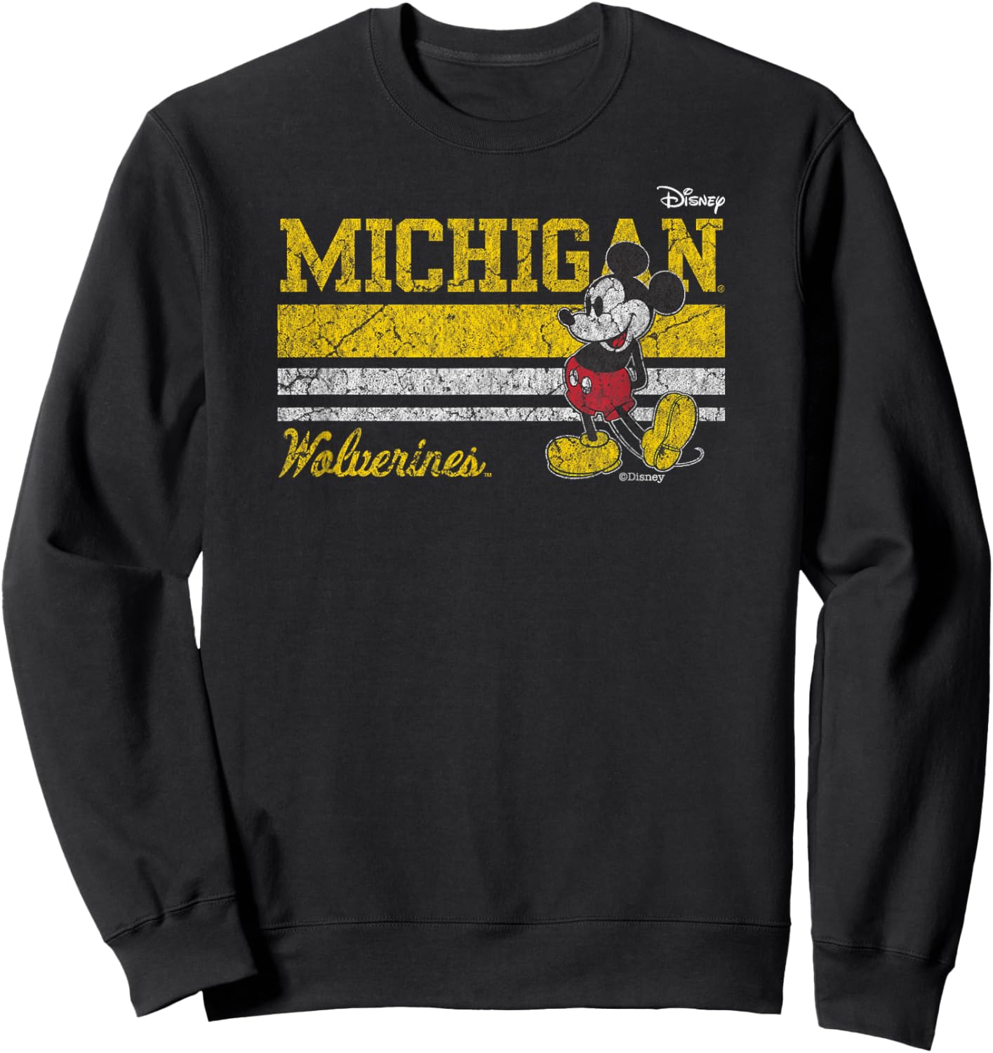 Michigan Wolverines Mickey Mouse Vintage Navy Sweatshirt - Sweatshirt | Black
