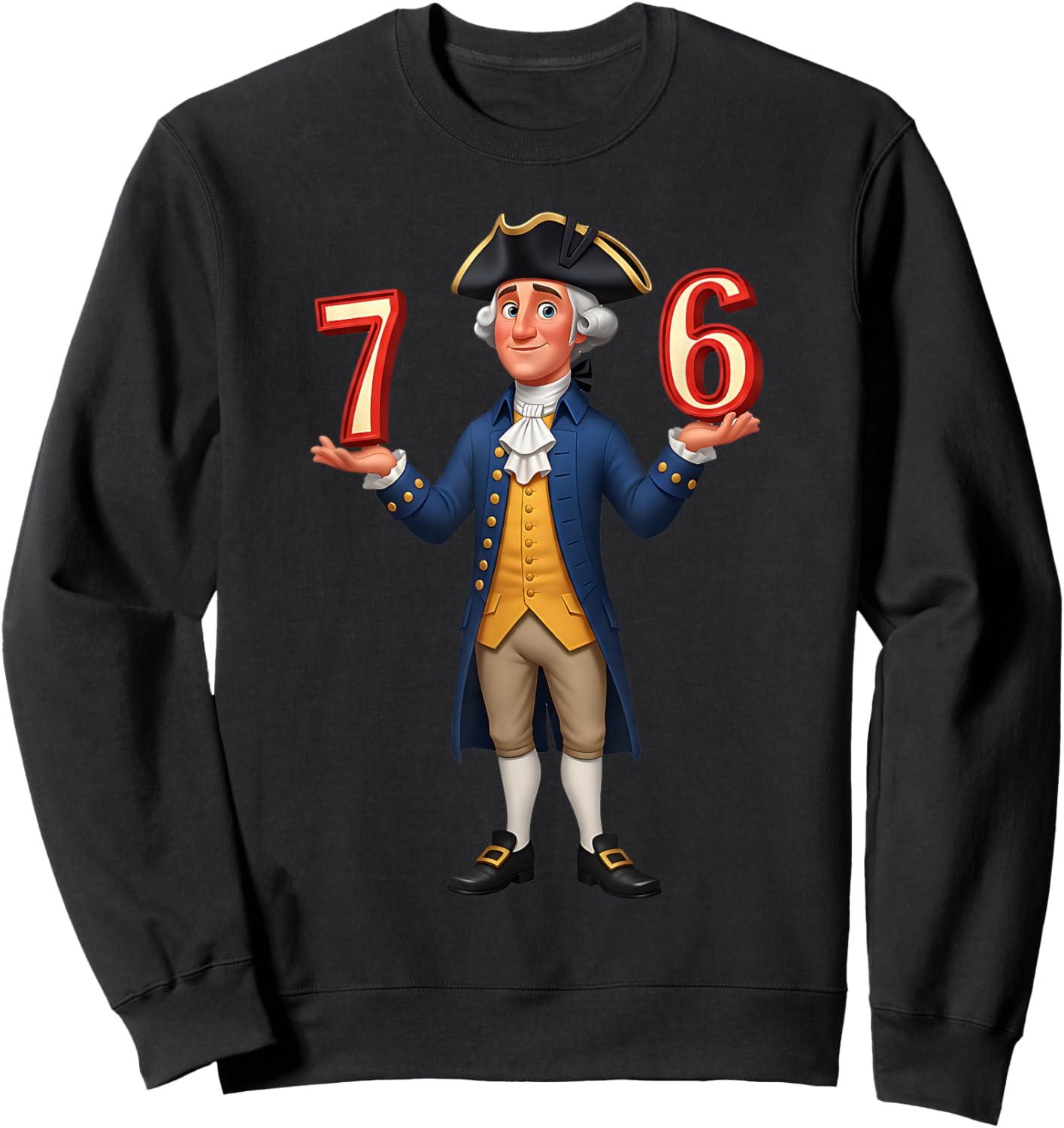 Six Seven American 67 Gen Alpha Slang 7 6 George Washington Sweatshirt - Sweatshirt | Black