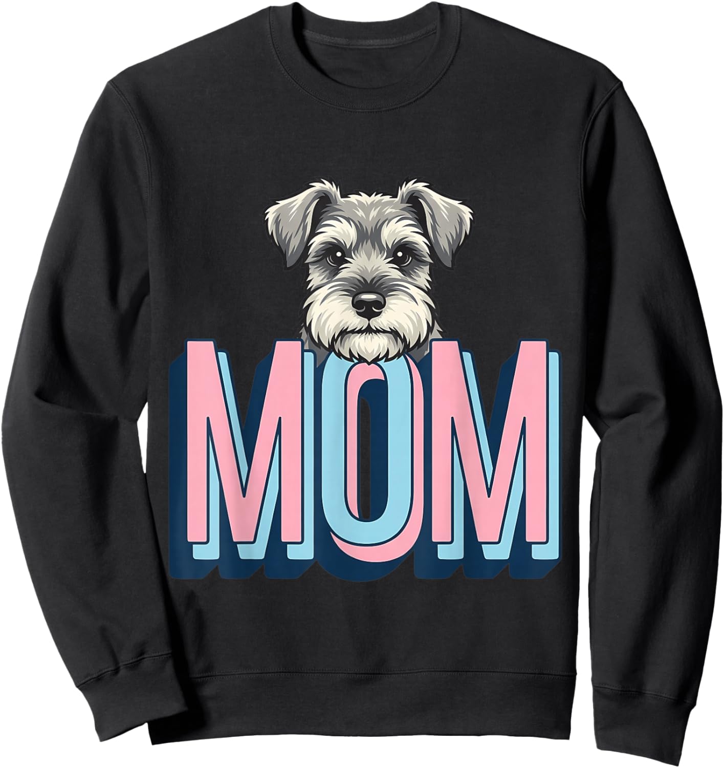 Schnauzer Peeking Mom Dog Lover Cute Puppy Drawing Sweatshirt - Sweatshirt | Black