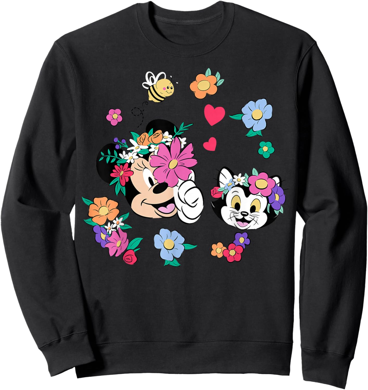 Disney Mickey and Friends Minnie Mouse & Figaro with Flowers Sweatshirt - Sweatshirt | Black