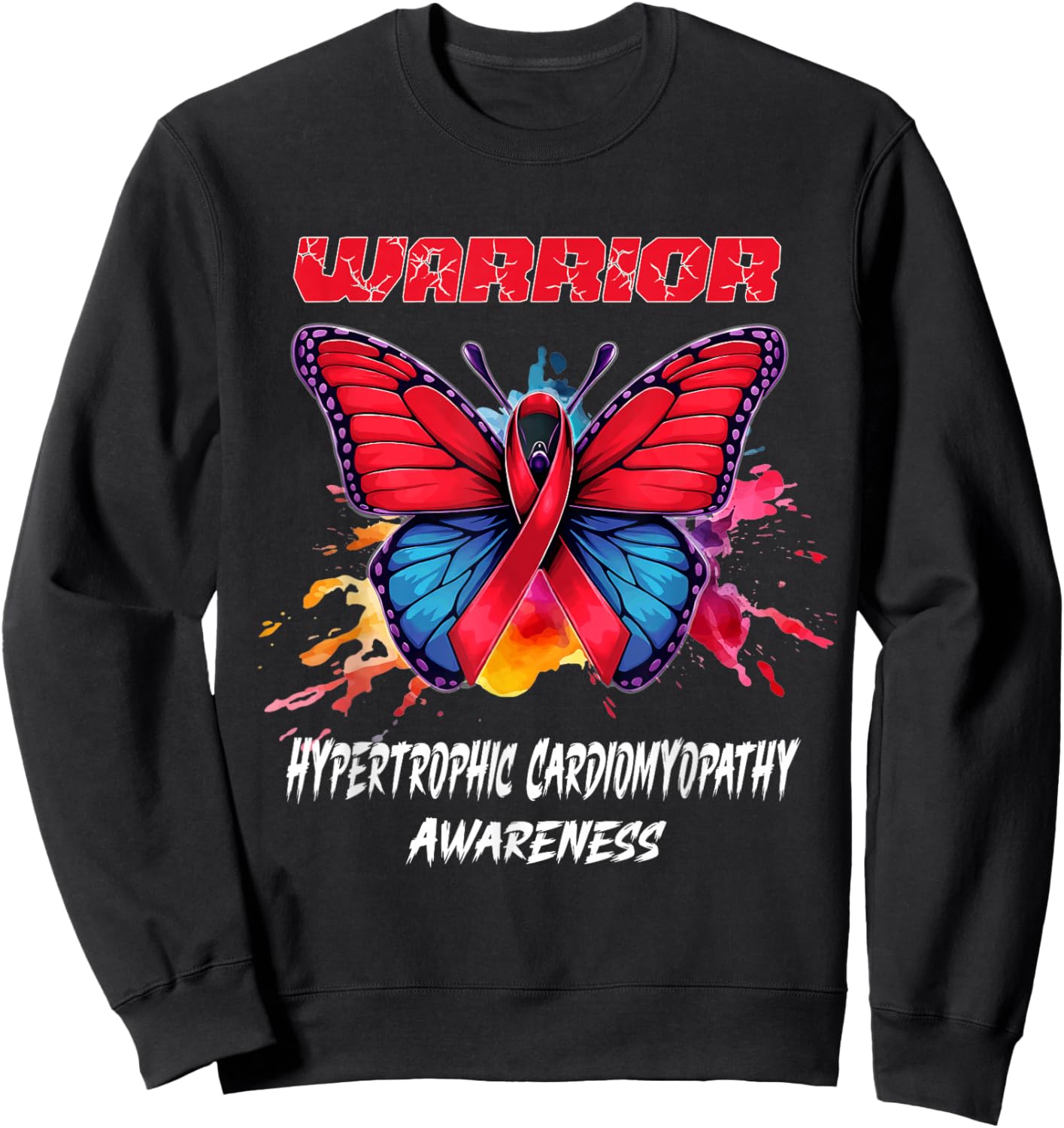Colorful Butterfly Hypertrophic Cardiomyopathy Awareness Sweatshirt - Sweatshirt | Black
