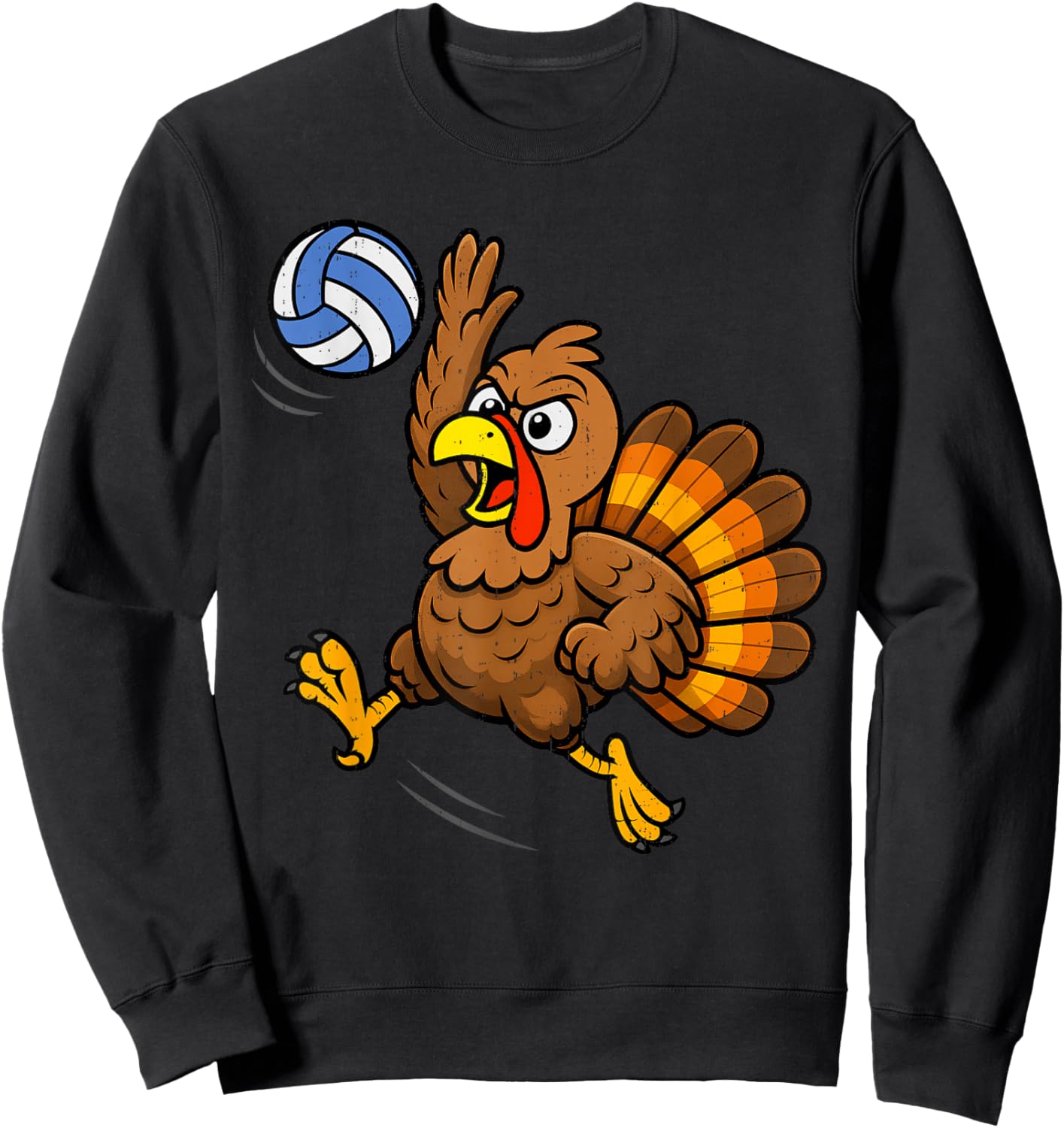Funny Turkey Volleyball Thanksgiving Sport Humor Men Boy Kid Sweatshirt - Sweatshirt | Black