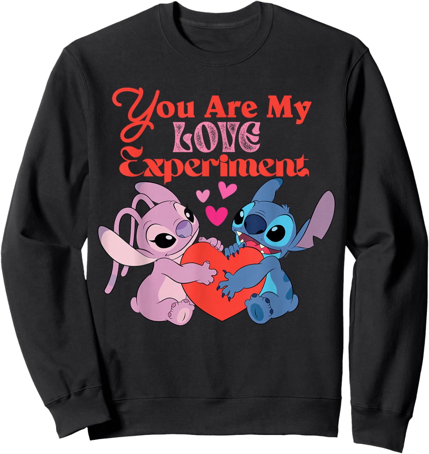 Disney Stitch & Angel Valentine You are My Love Experiment Sweatshirt - Sweatshirt | Black