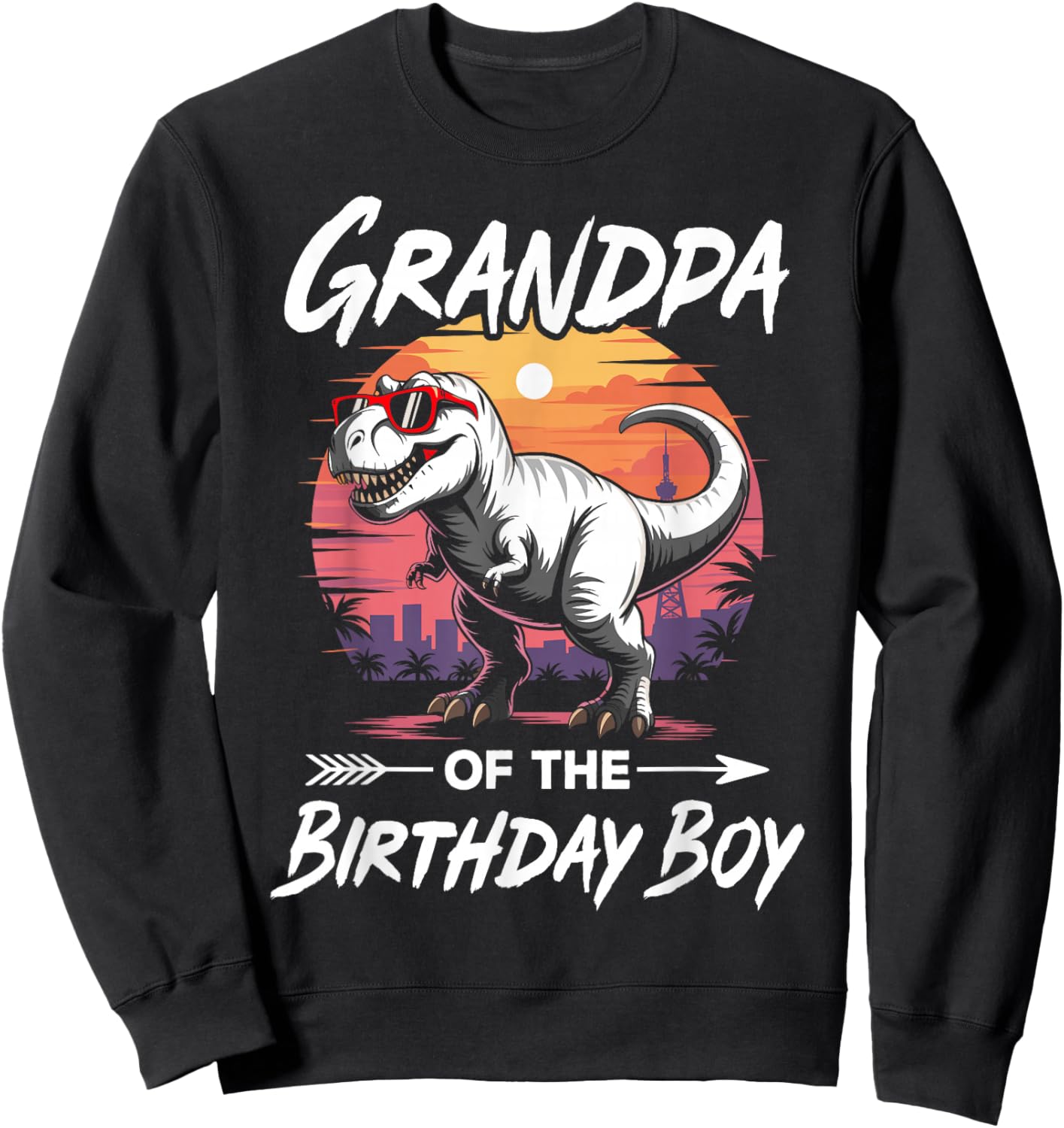 Grandpa of The Birthday Party Outfit Dinosaur Squad Grandpa Sweatshirt - Sweatshirt | Black