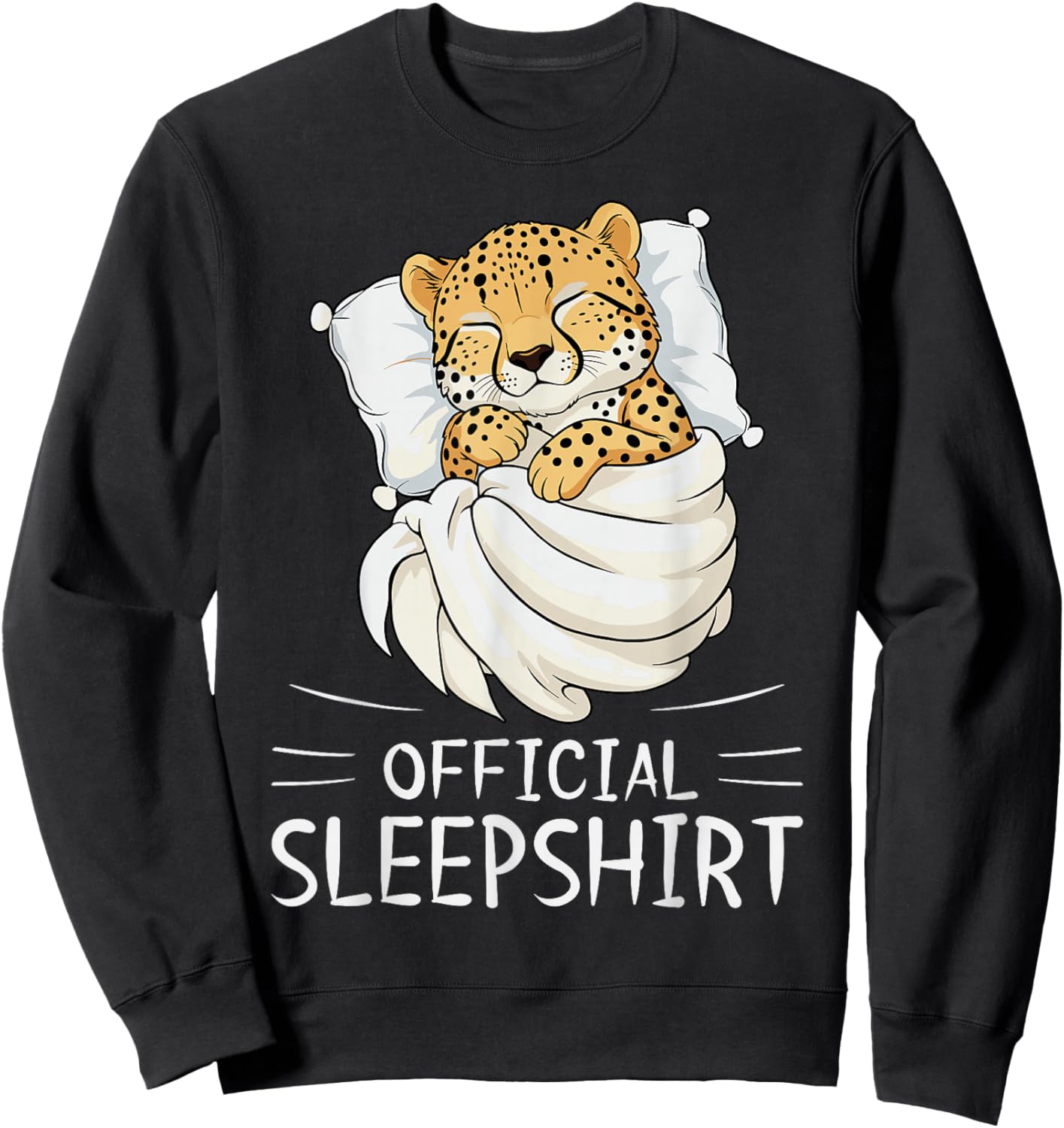 Cheetah Animal Official Sleepshirt Pajamas Nightgown Sweatshirt - Sweatshirt | Black