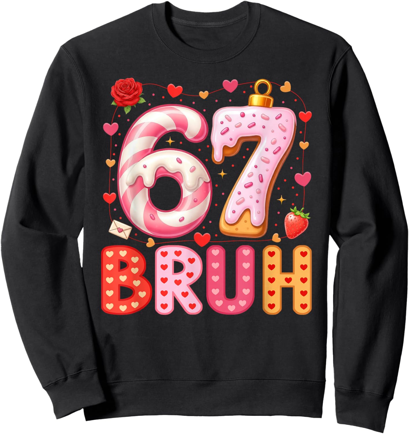 67 Meme 6 7 Numbers Six Seven Bruh Boys Kids Valentines Day Sweatshirt - Sweatshirt | Black