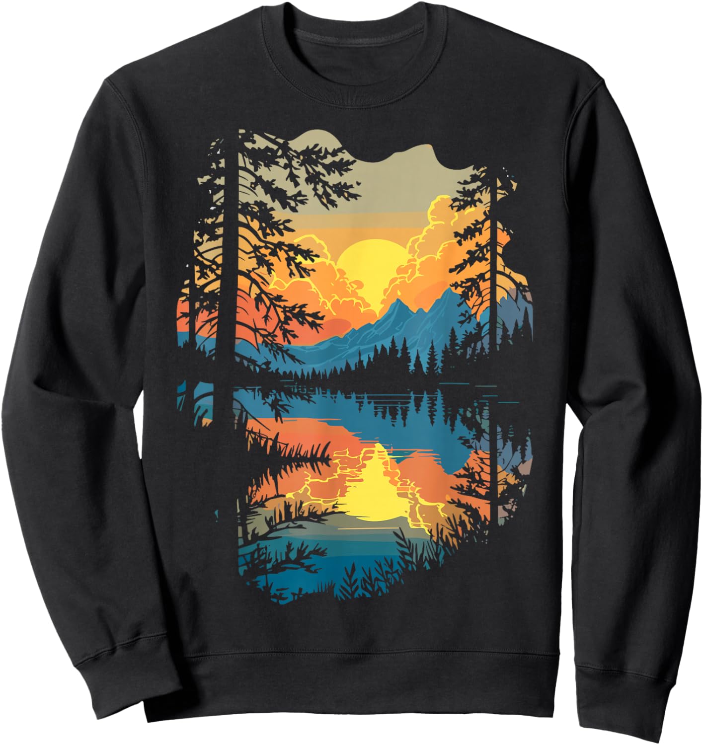 Nature Trees Reflection Forest Outdoor Sweatshirt - Sweatshirt | Black
