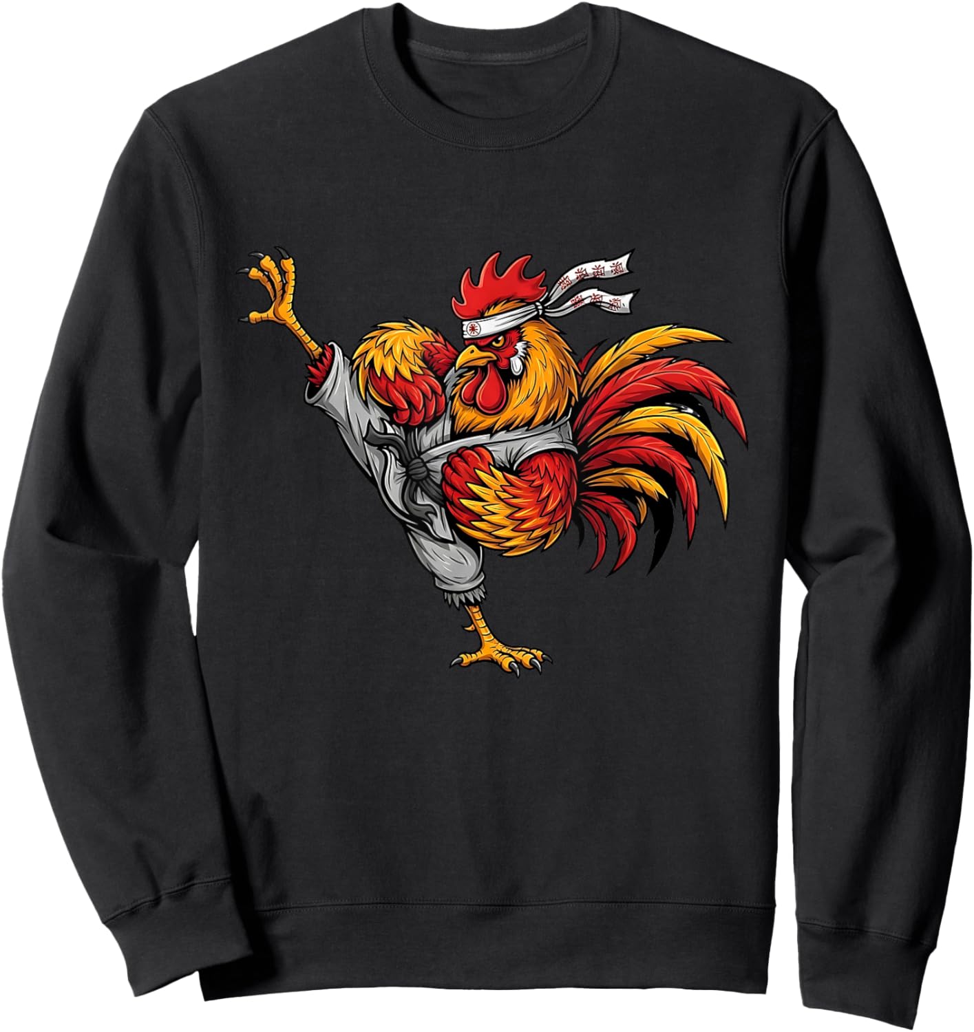 Funny Martial Arts Rooster MMA Kick Fighter Karate Chicken Sweatshirt - Sweatshirt | Black