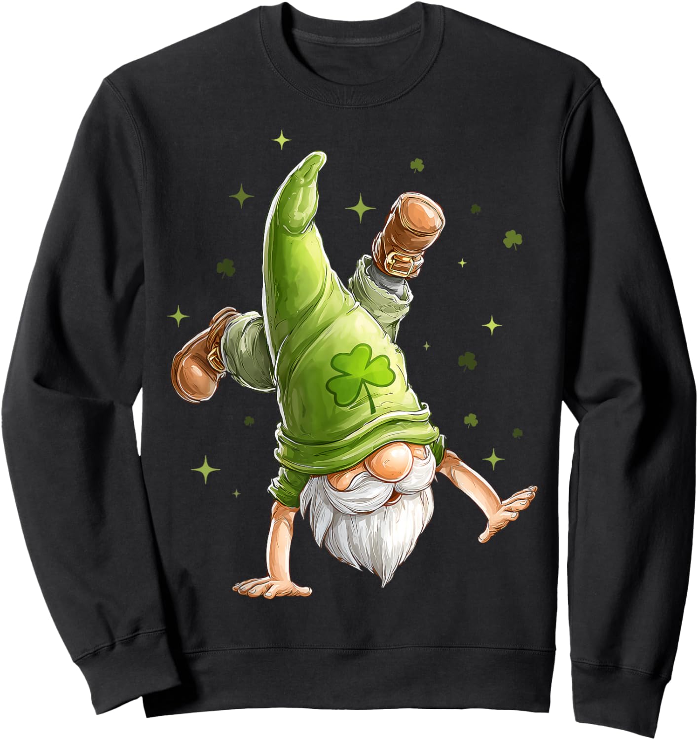 Cartwheel Gymnast Gnome Shamrock St. Patricks Day Gymnastic Sweatshirt - Sweatshirt | Black
