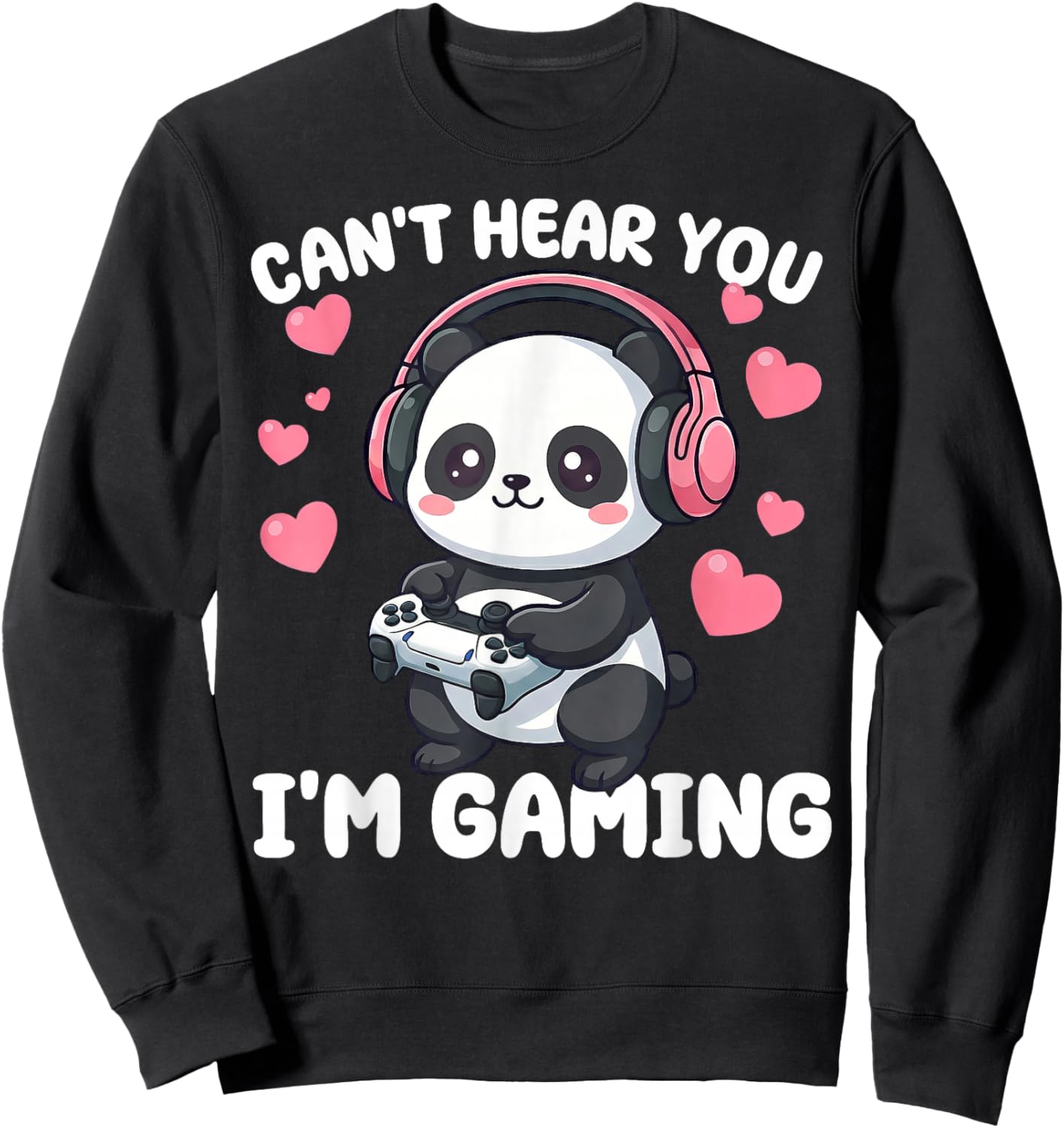 Kawaii Gamer Panda Art Graphic Men Boys Funny Video Gaming Sweatshirt - Sweatshirt | Black