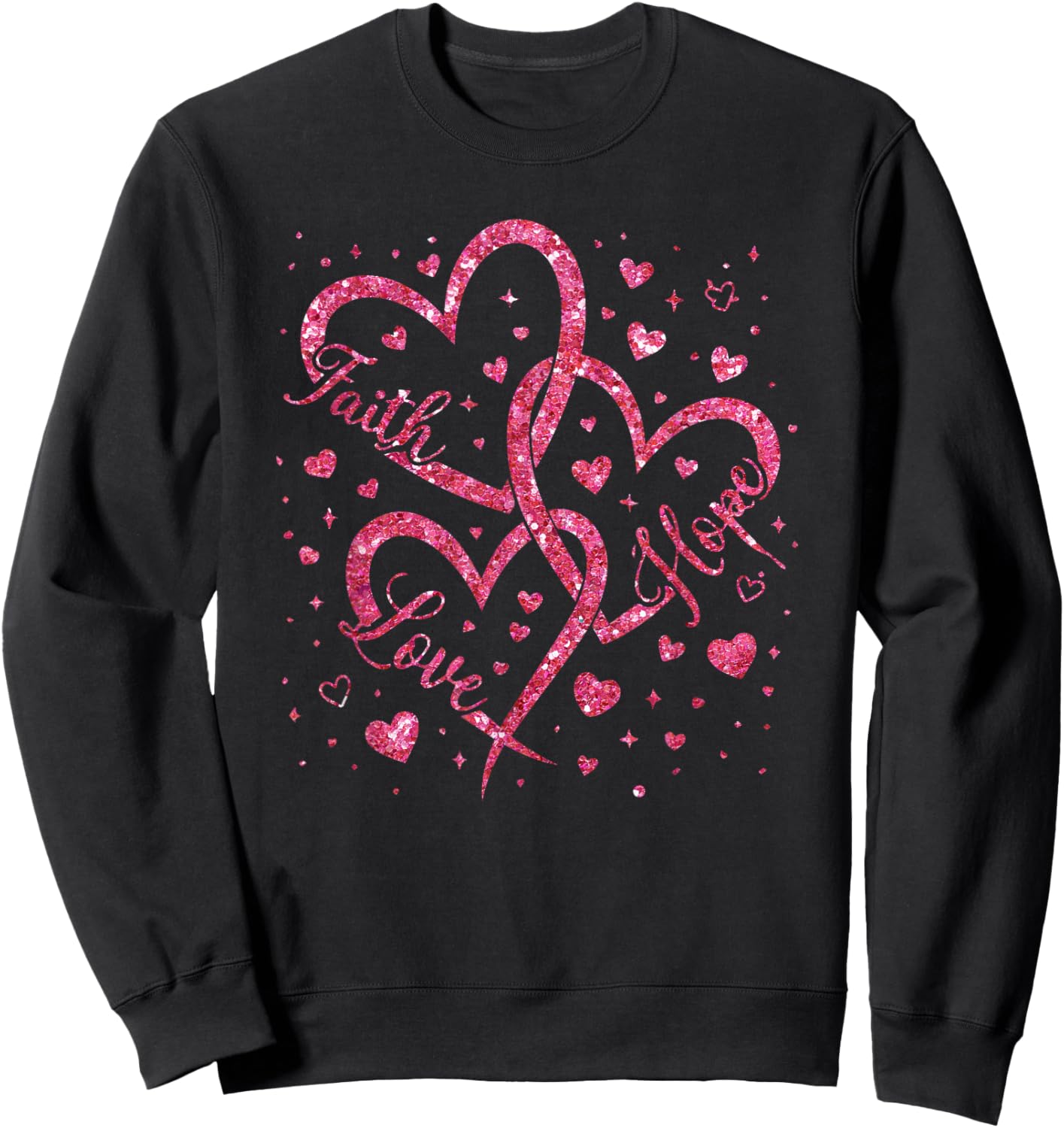 Christian Faith Hope Love Hearts Religious Valentine Day Sweatshirt - Sweatshirt | Black