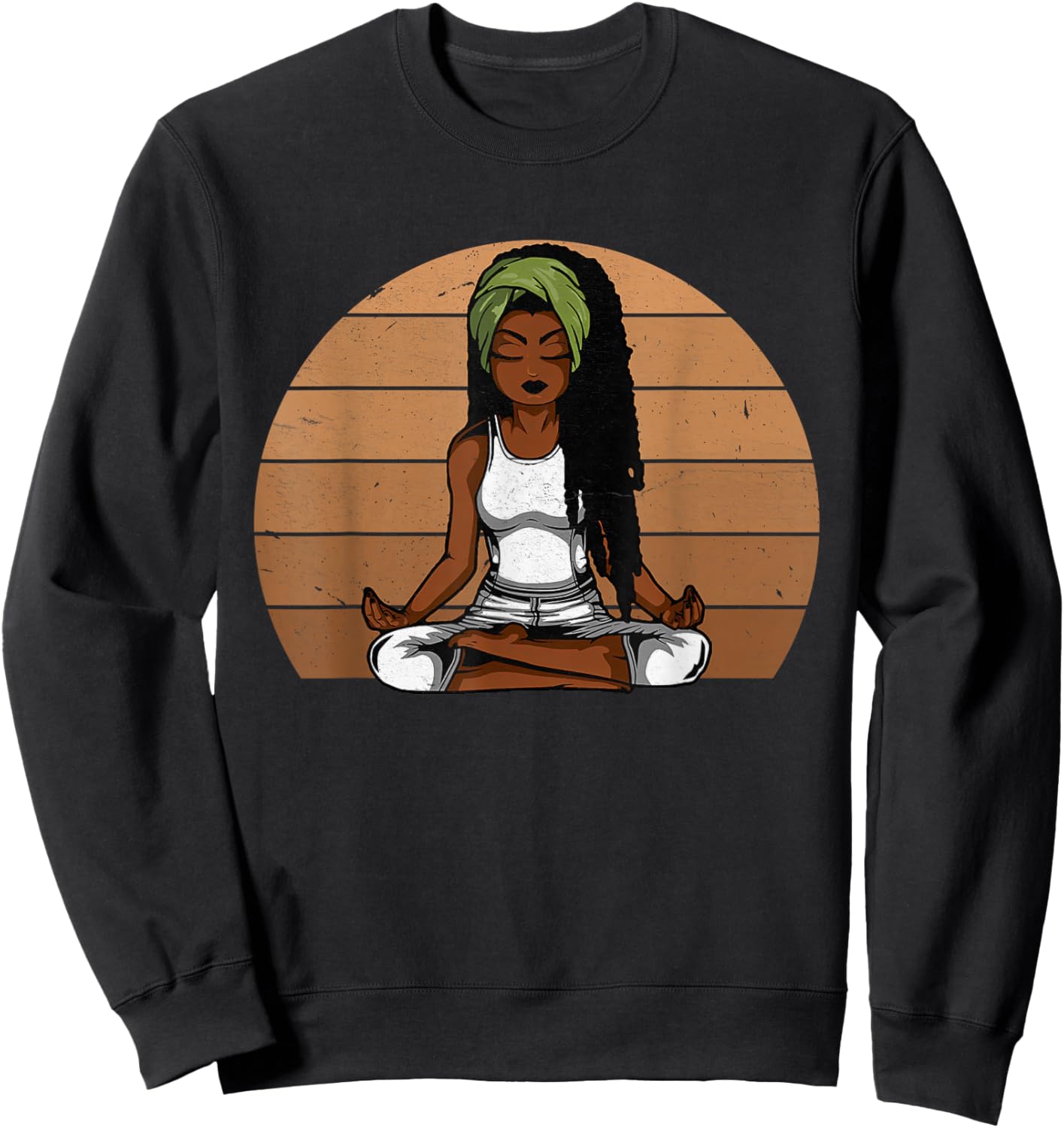Afro Woman Meditating Yoga Vintage Black History Month Sweatshirt - Sweatshirt | Black