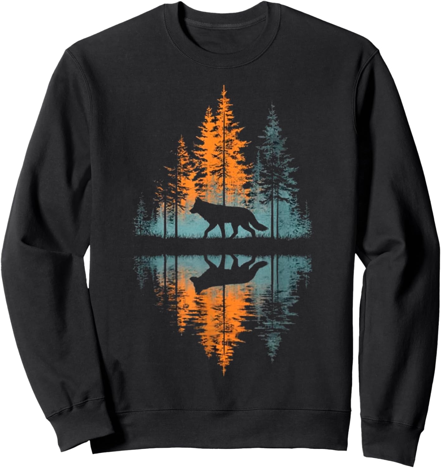 Funny Wolf Cool Nature Wildlife Graphic Wolf Lover Gifts Sweatshirt - Sweatshirt | Black